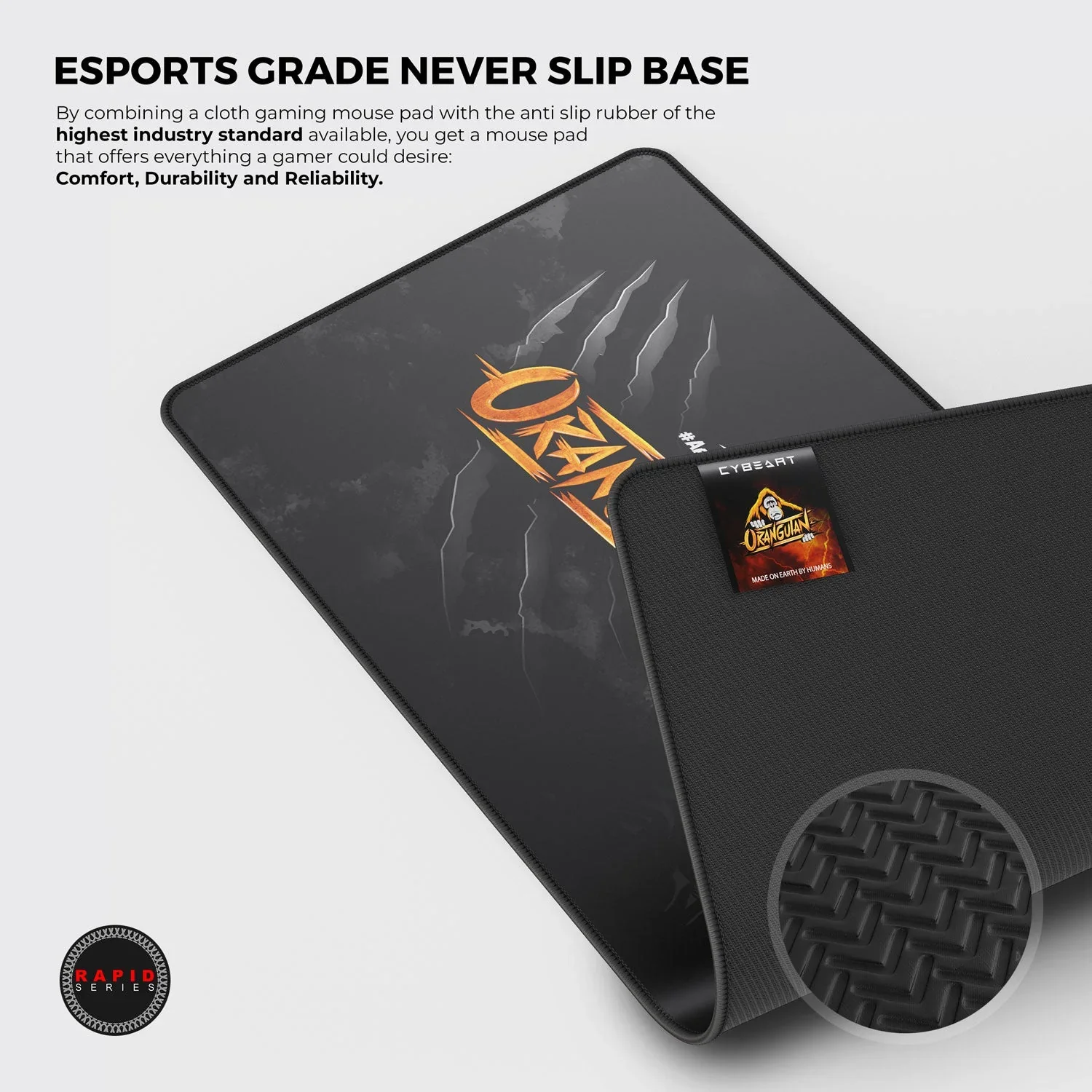 Cybeart Orangutan Esports Gaming Desk Mat (XXL - 900x400x4mm) Waterproof, Never Slip Base, Stitched Edges, Esports Grade - Image 6