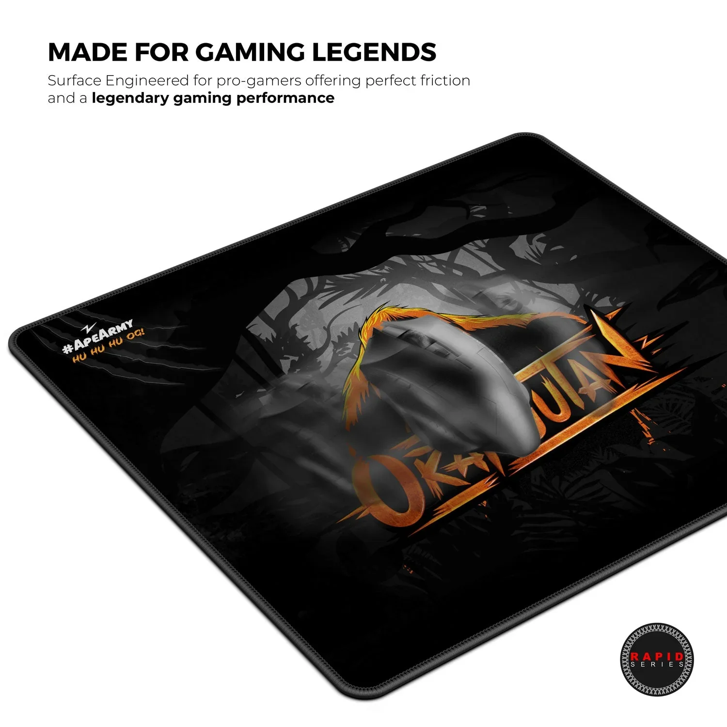 Cybeart Orangutan Esports Gaming Mouse Pad (Large - 450x400x4mm) Waterproof, Never Slip Base, Stitched Edges, Esports Grade - Image 5