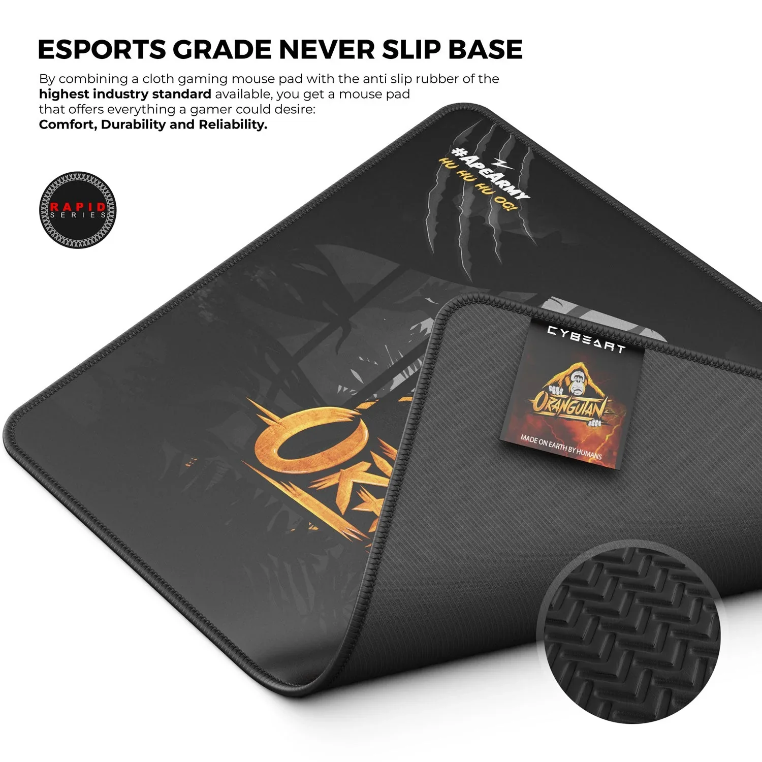 Cybeart Orangutan Esports Gaming Mouse Pad (Large - 450x400x4mm) Waterproof, Never Slip Base, Stitched Edges, Esports Grade - Image 6