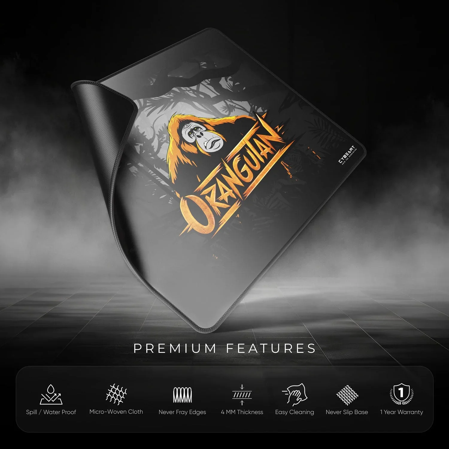 Cybeart Orangutan Esports Gaming Mouse Pad (Large - 450x400x4mm) Waterproof, Never Slip Base, Stitched Edges, Esports Grade - Image 9