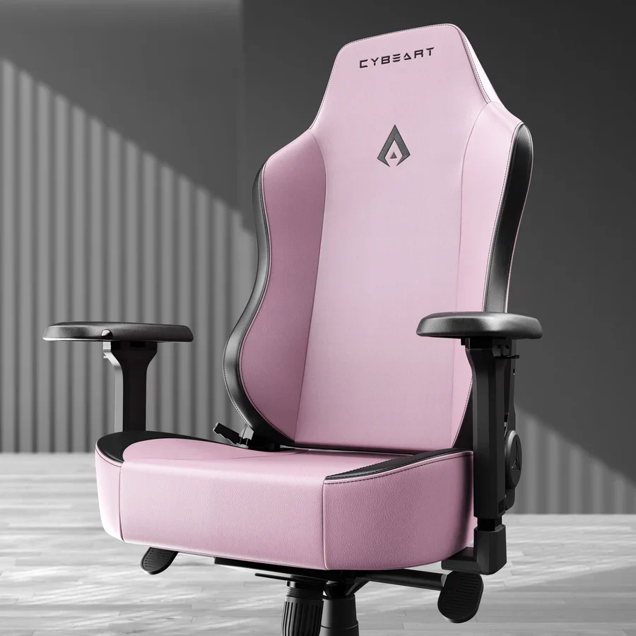 CYBEART Pretty Pink Gaming Office Chair 4D Armrest Inbuilt Lumbar Support Supreme PU Leather, Ergonomic, Recline & Tilt - Image 3