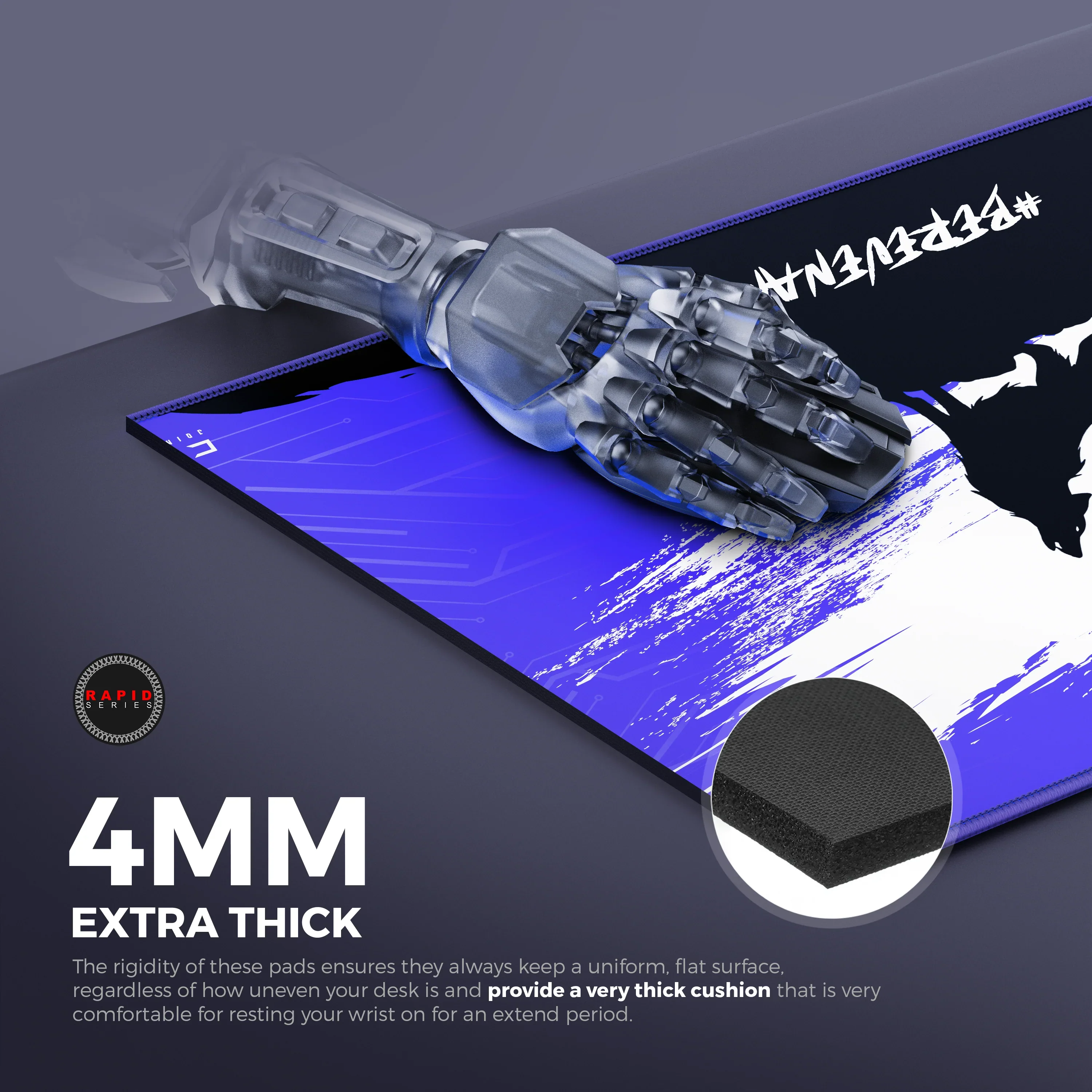 Cybeart Revenant Esports Gaming Desk Mat (XXL - 900x400x4mm) Waterproof, Never Slip Base, Stitched Edges, Esports Grade - Image 3