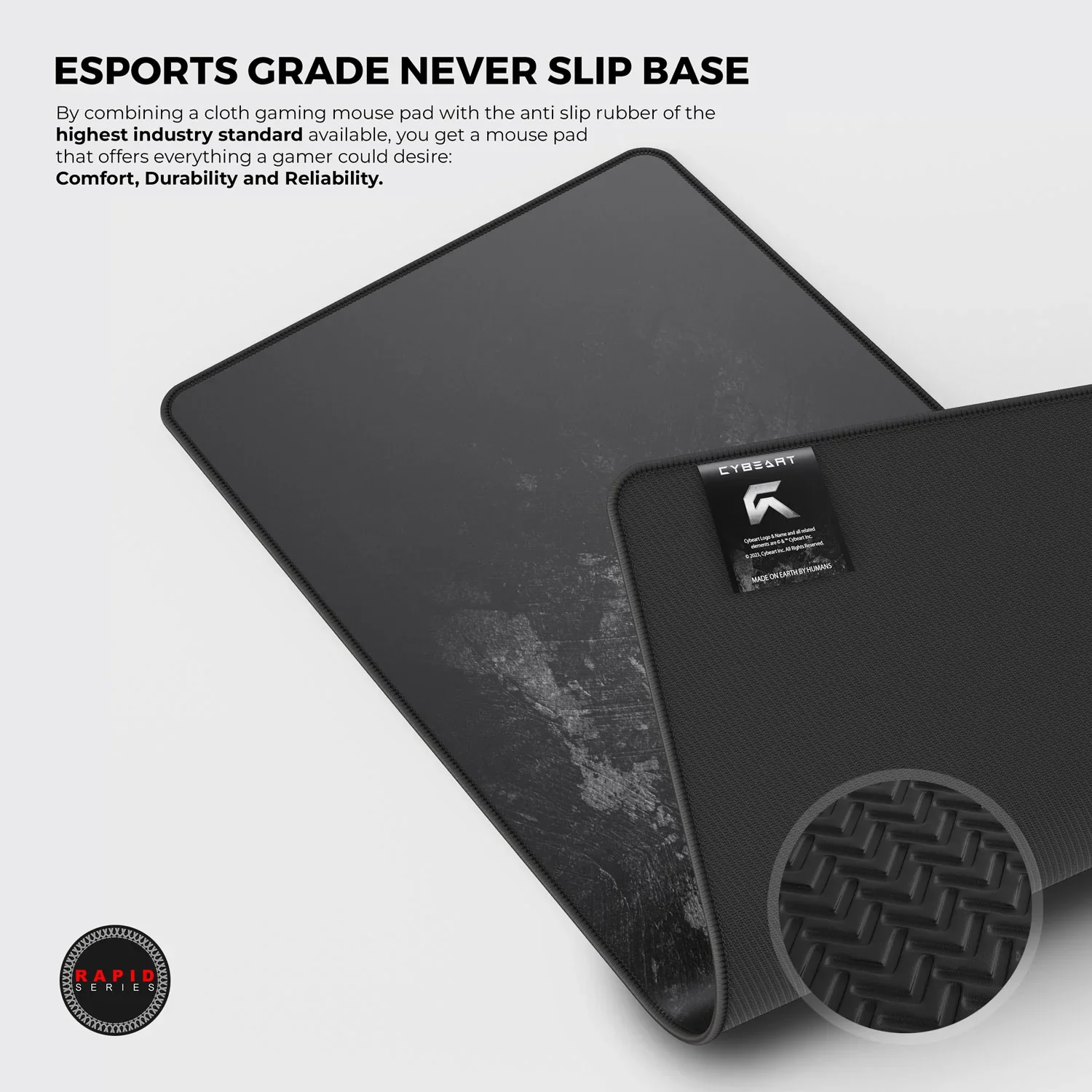 Cybeart Signature Edition Gaming Desk Mat (XXL - 900x400x4mm) Waterproof, Never Slip Base, Stitched Edges, Esports Grade - Image 7