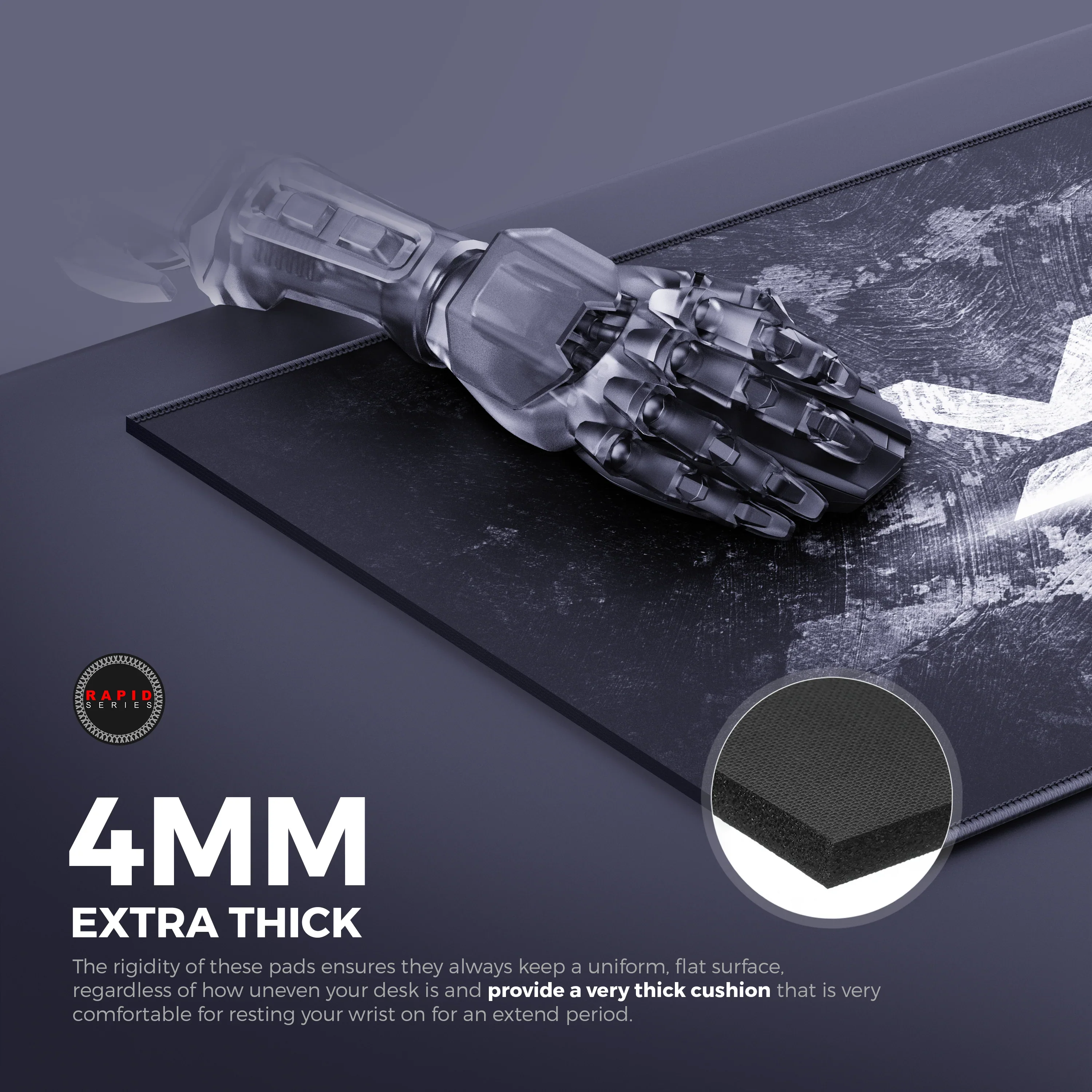 Cybeart Signature Edition Gaming Desk Mat (XXL - 900x400x4mm) Waterproof, Never Slip Base, Stitched Edges, Esports Grade - Image 8