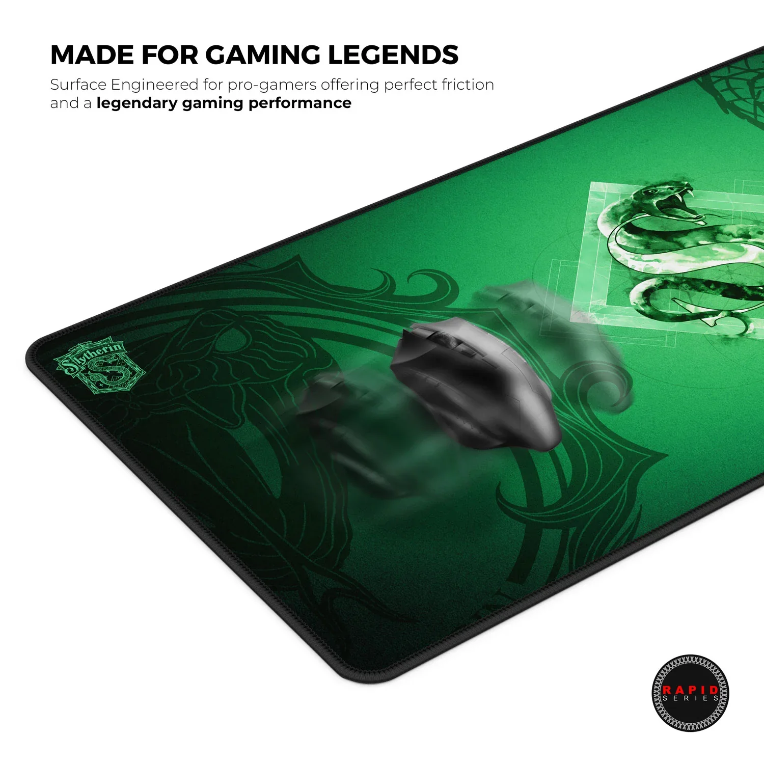Cybeart Slytherin Gaming Desk Mat (XXL - 900x400x4mm) Waterproof, Never Slip Base, Stitched Edges, Esports Grade - Image 5