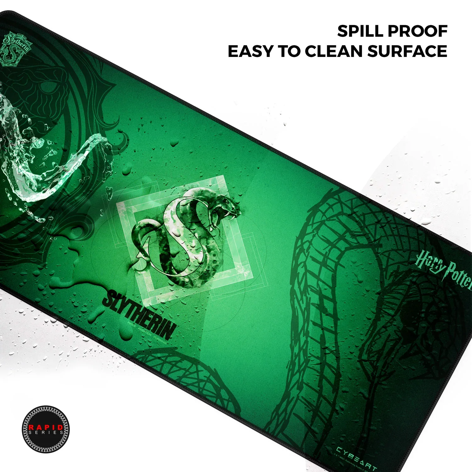 Cybeart Slytherin Gaming Desk Mat (XXL - 900x400x4mm) Waterproof, Never Slip Base, Stitched Edges, Esports Grade - Image 8