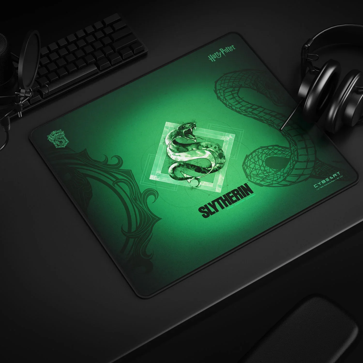 Cybeart Slytherin Gaming Mouse Pad (Large - 450x400x4mm) Waterproof, Never Slip Base, Stitched Edges, Esports Grade - Image 2