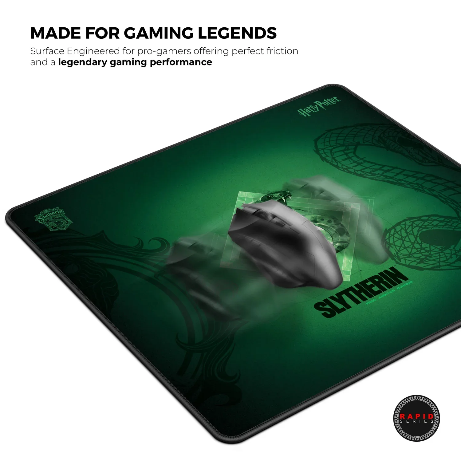 Cybeart Slytherin Gaming Mouse Pad (Large - 450x400x4mm) Waterproof, Never Slip Base, Stitched Edges, Esports Grade - Image 5