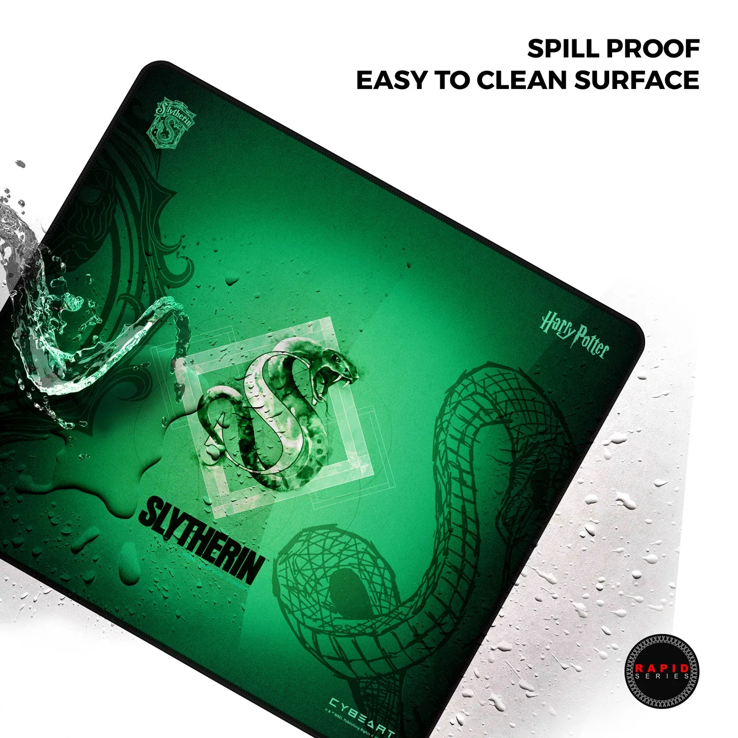 Cybeart Slytherin Gaming Mouse Pad (Large - 450x400x4mm) Waterproof, Never Slip Base, Stitched Edges, Esports Grade - Image 8