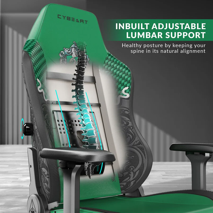 CYBEART Slytherin Gaming Office Chair - Harry Potter 4D Armrest Inbuilt Lumbar Support Supreme PU Leather, Ergonomic, Recline & Tilt - Image 8
