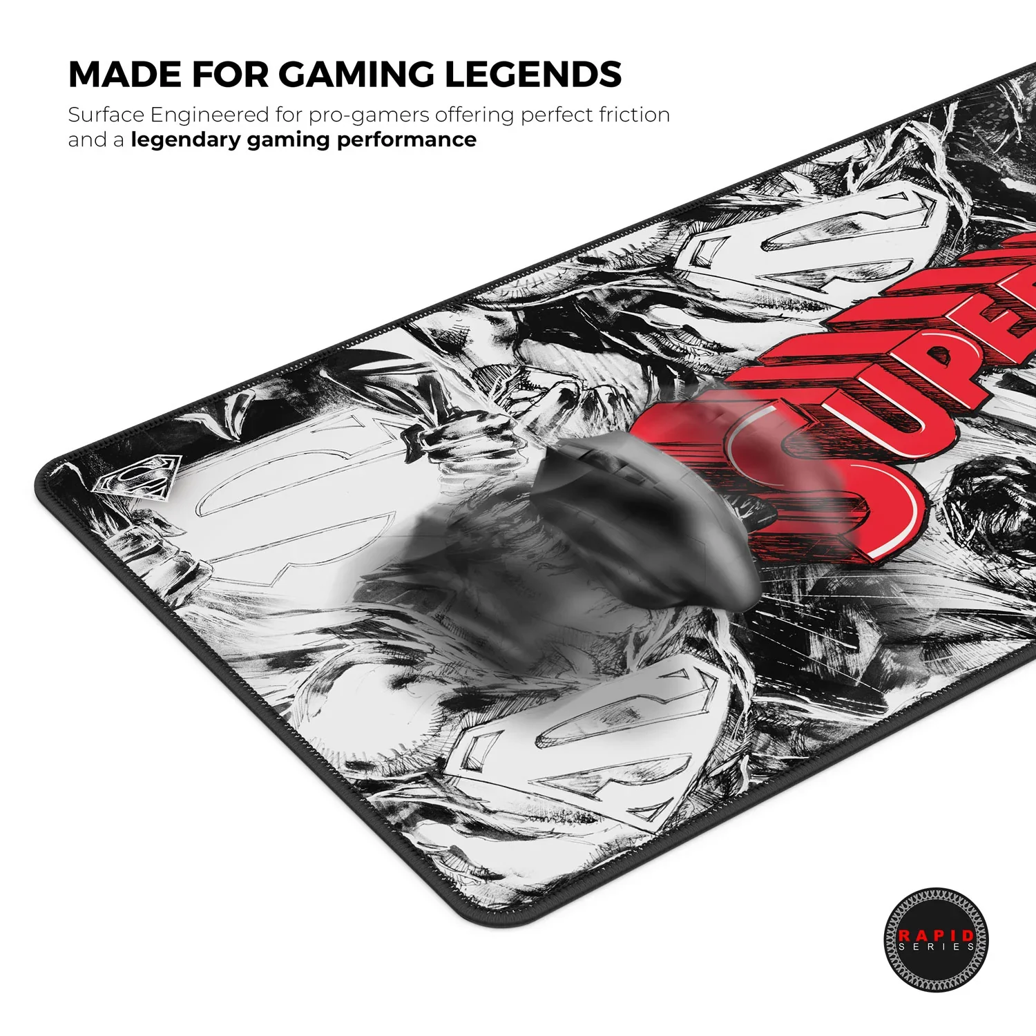 Cybeart Superman Jim Lee Edition Gaming Desk Mat (XXL - 900x400x4mm) Waterproof, Never Slip Base, Stitched Edges, Esports Grade - Image 5