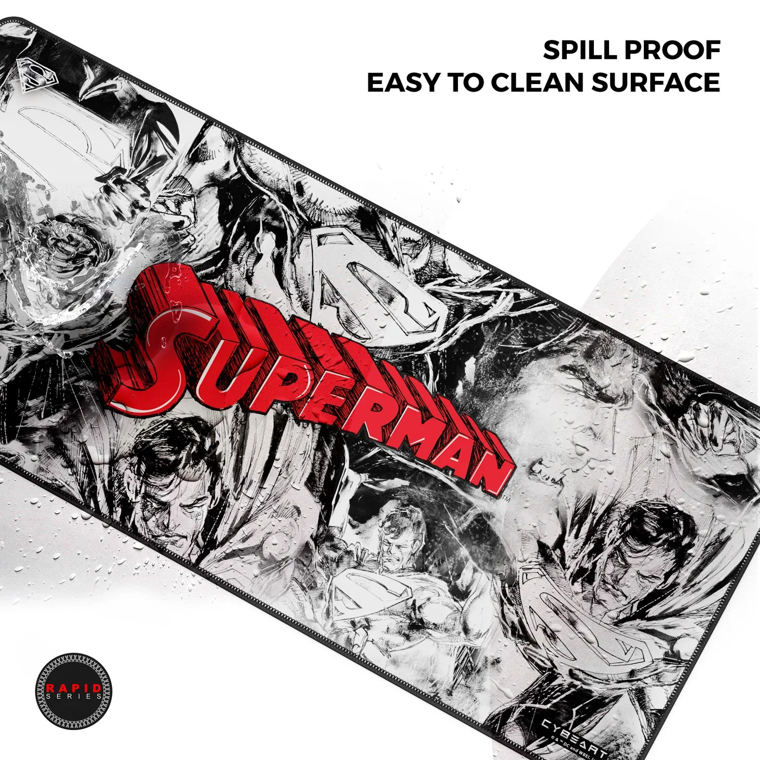 Cybeart Superman Jim Lee Edition Gaming Desk Mat (XXL - 900x400x4mm) Waterproof, Never Slip Base, Stitched Edges, Esports Grade - Image 8