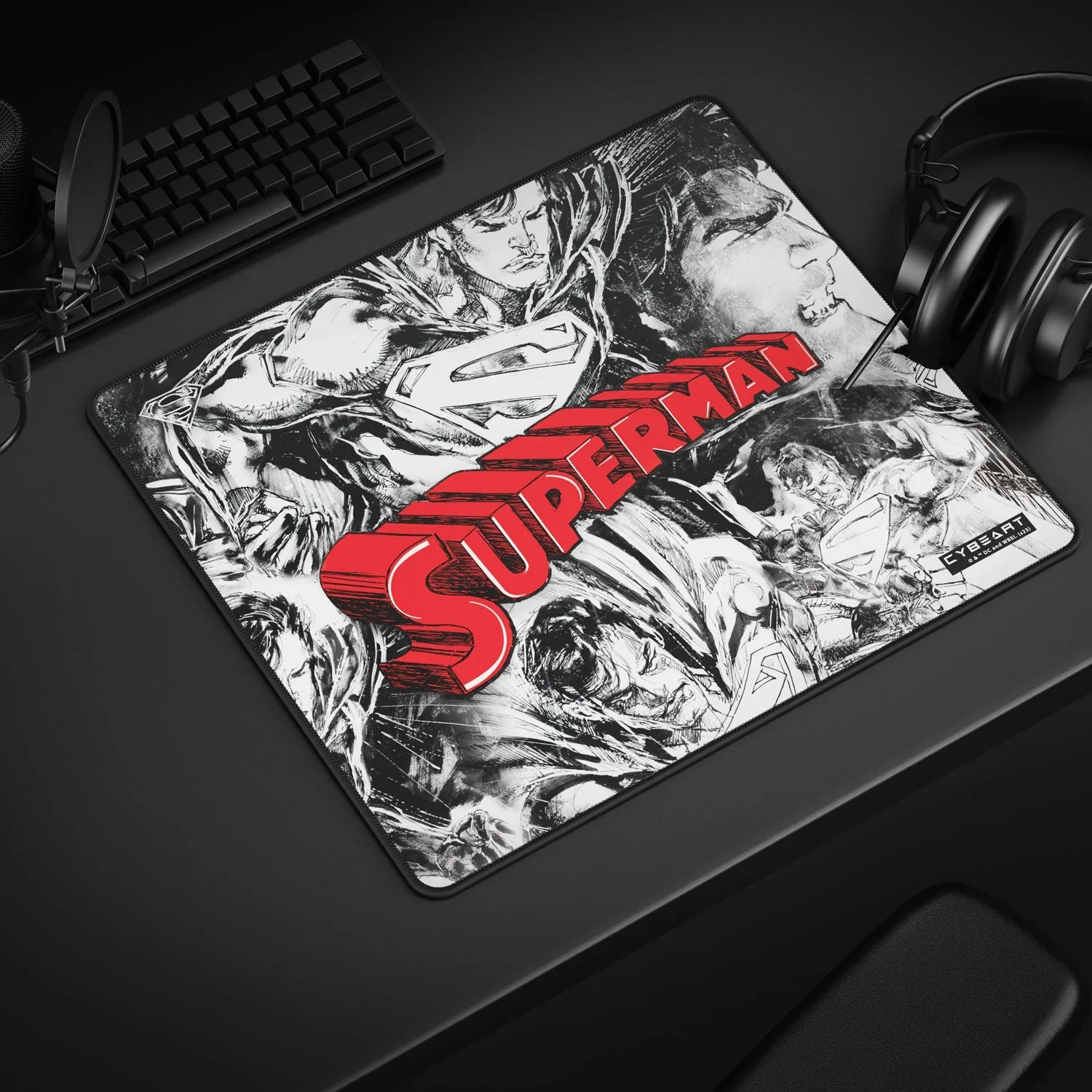 Cybeart Superman Jim Lee Edition Gaming Mouse Pad (Large - 450x400x4mm) Waterproof, Never Slip Base, Stitched Edges, Esports Grade - Image 2