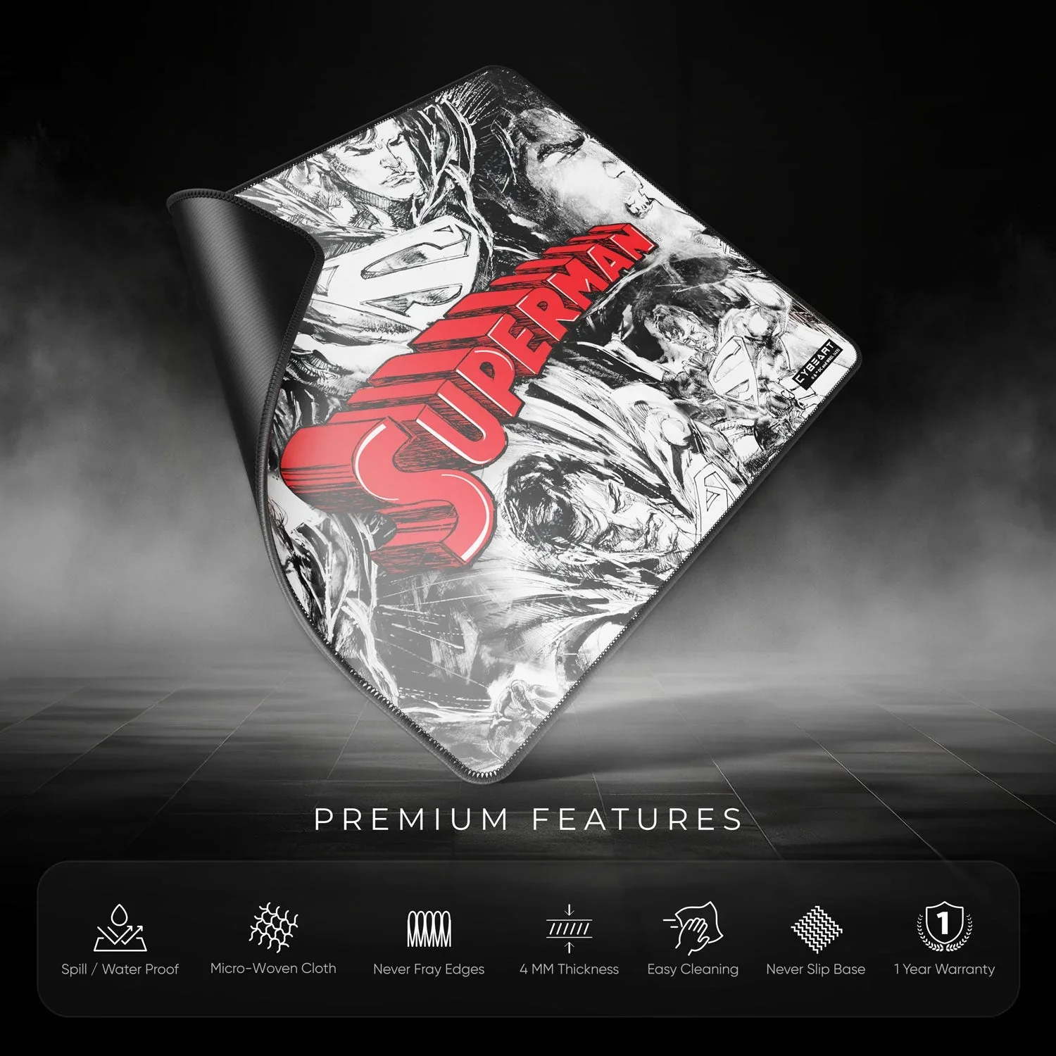 Cybeart Superman Jim Lee Edition Gaming Mouse Pad (Large - 450x400x4mm) Waterproof, Never Slip Base, Stitched Edges, Esports Grade - Image 9