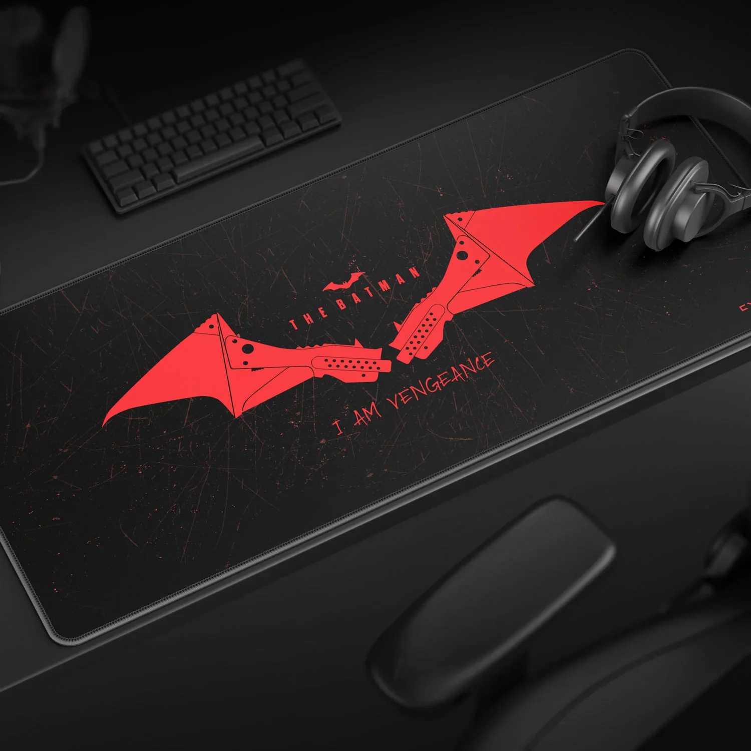 Cybeart The Batman Gaming Desk Mat (XXL - 900x400x4mm) Waterproof, Never Slip Base, Stitched Edges, Esports Grade - Image 2