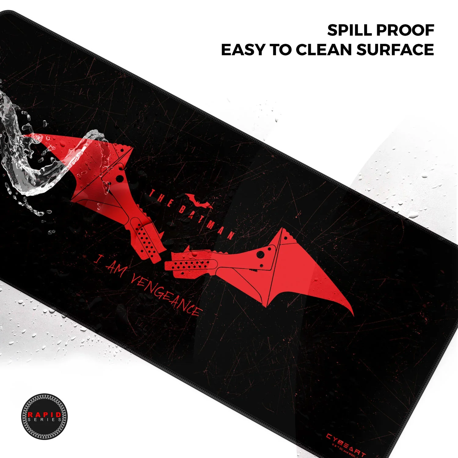Cybeart The Batman Gaming Desk Mat (XXL - 900x400x4mm) Waterproof, Never Slip Base, Stitched Edges, Esports Grade - Image 4