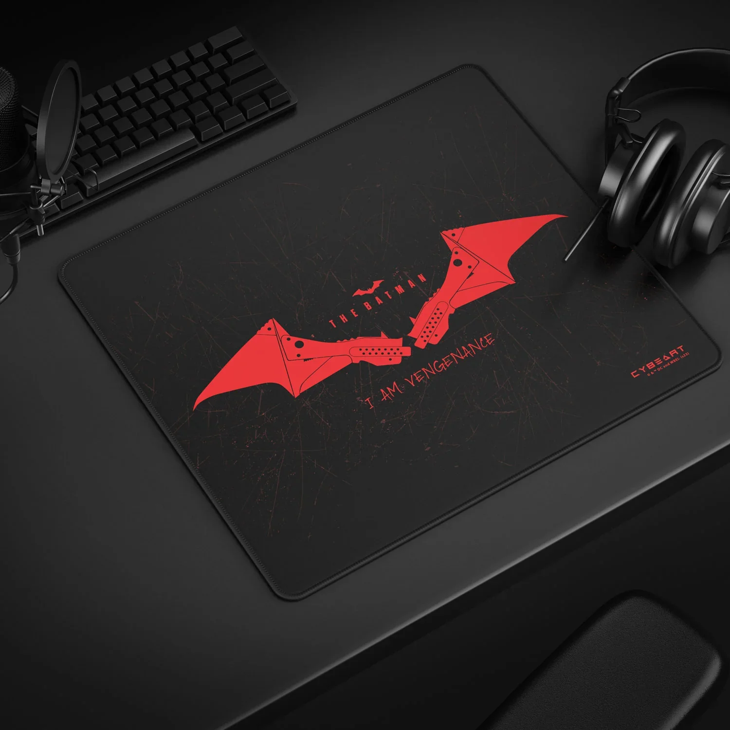 Cybeart The Batman Gaming Mouse Pad (Large - 450x400x4mm) Waterproof, Never Slip Base, Stitched Edges, Esports Grade - Image 2