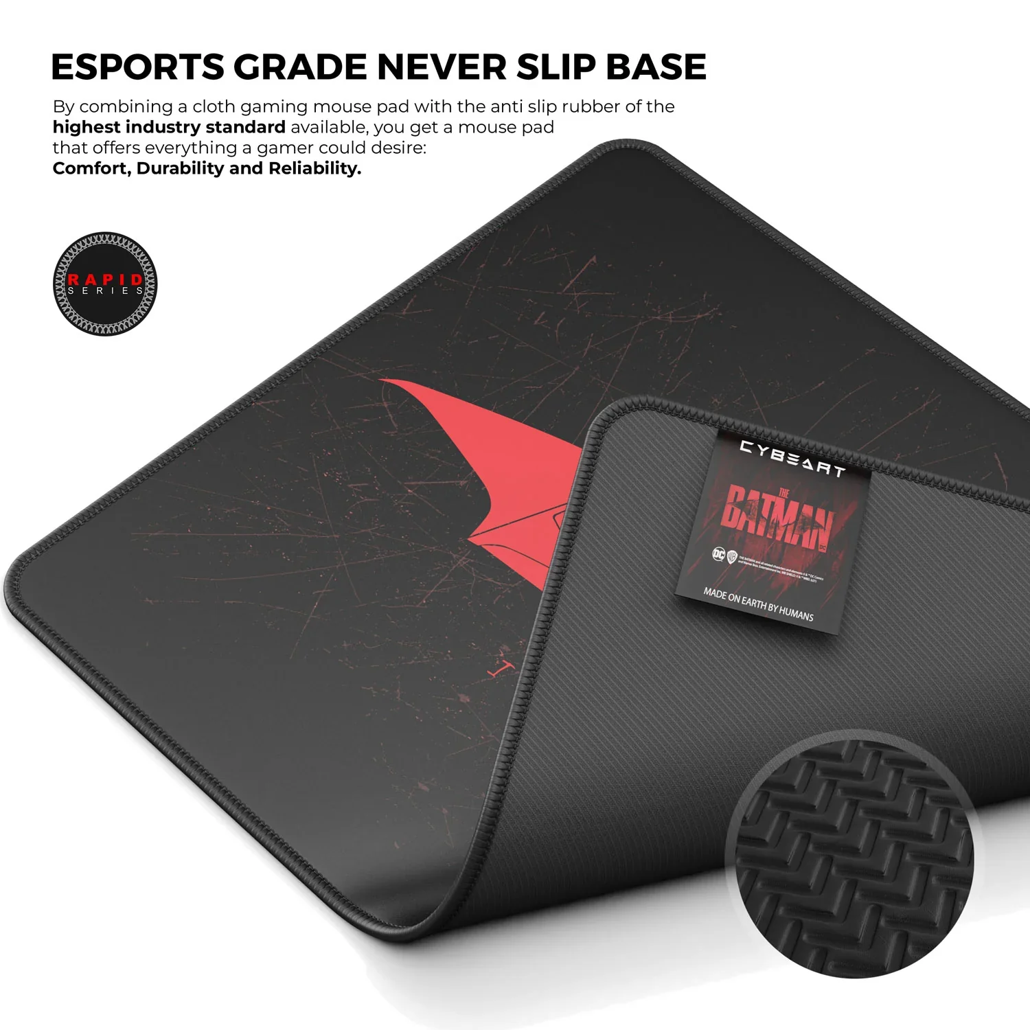 Cybeart The Batman Gaming Mouse Pad (Large - 450x400x4mm) Waterproof, Never Slip Base, Stitched Edges, Esports Grade - Image 6