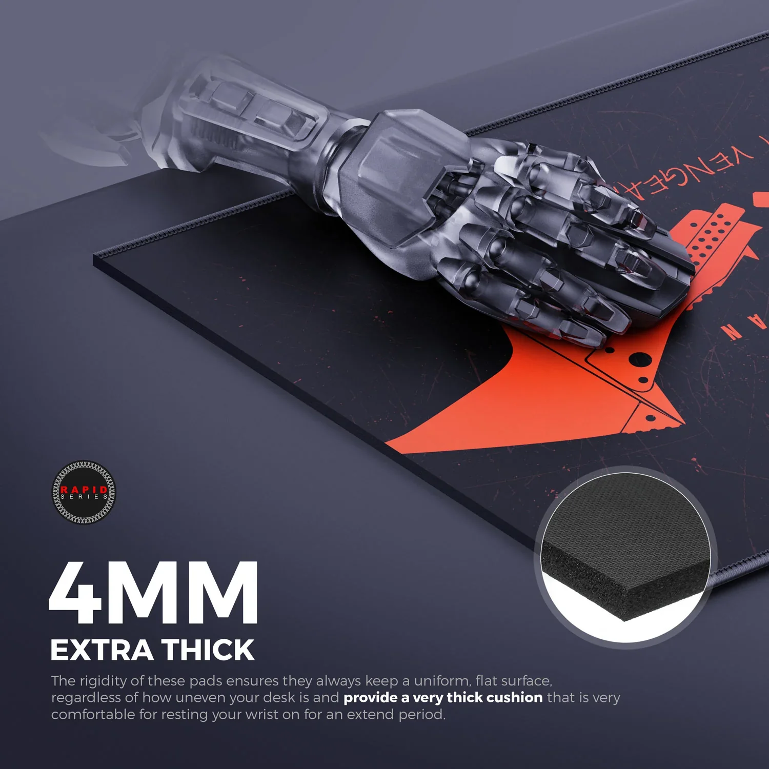 Cybeart The Batman Gaming Mouse Pad (Large - 450x400x4mm) Waterproof, Never Slip Base, Stitched Edges, Esports Grade - Image 7