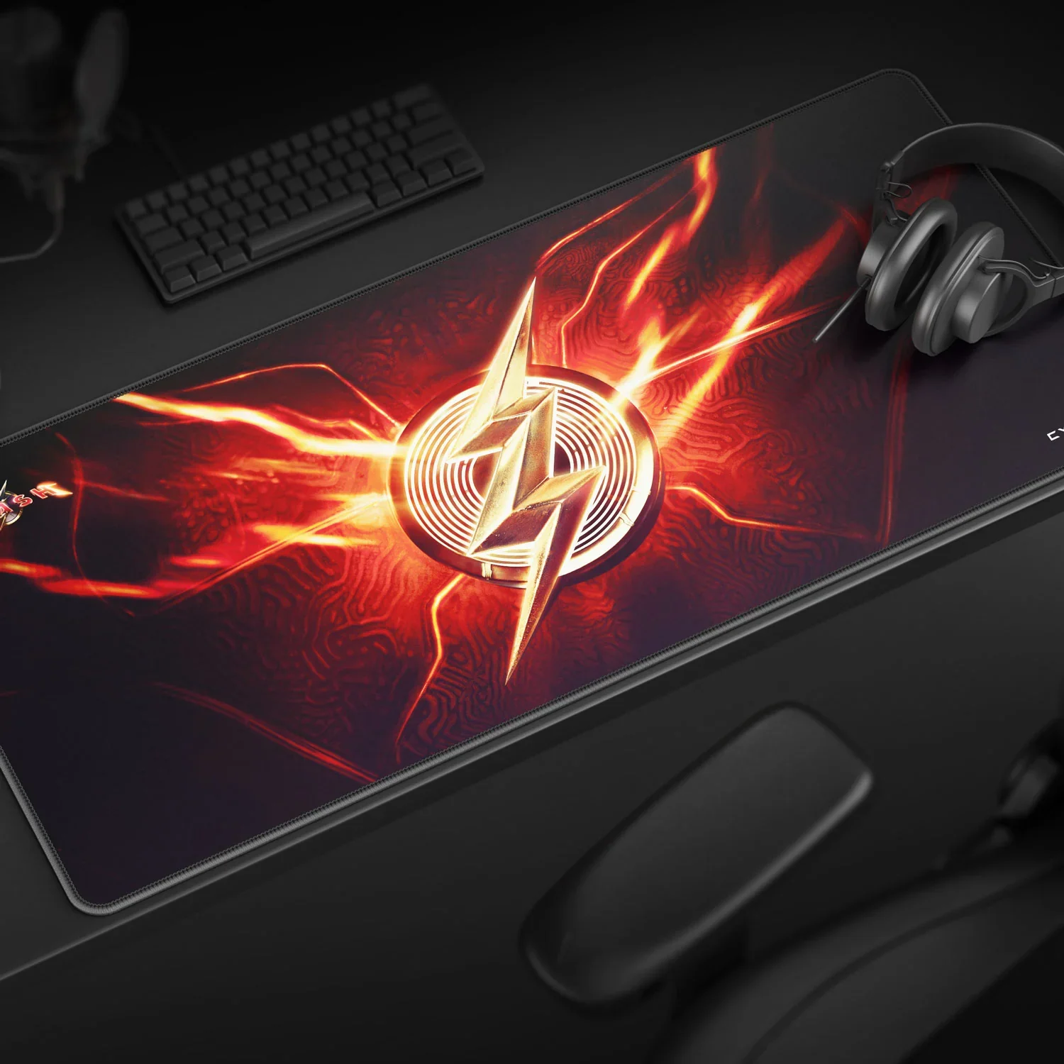 Cybeart The Flash Gaming Desk Mat (XXL - 900x400x4mm) Waterproof, Never Slip Base, Stitched Edges, Esports Grade - Image 2