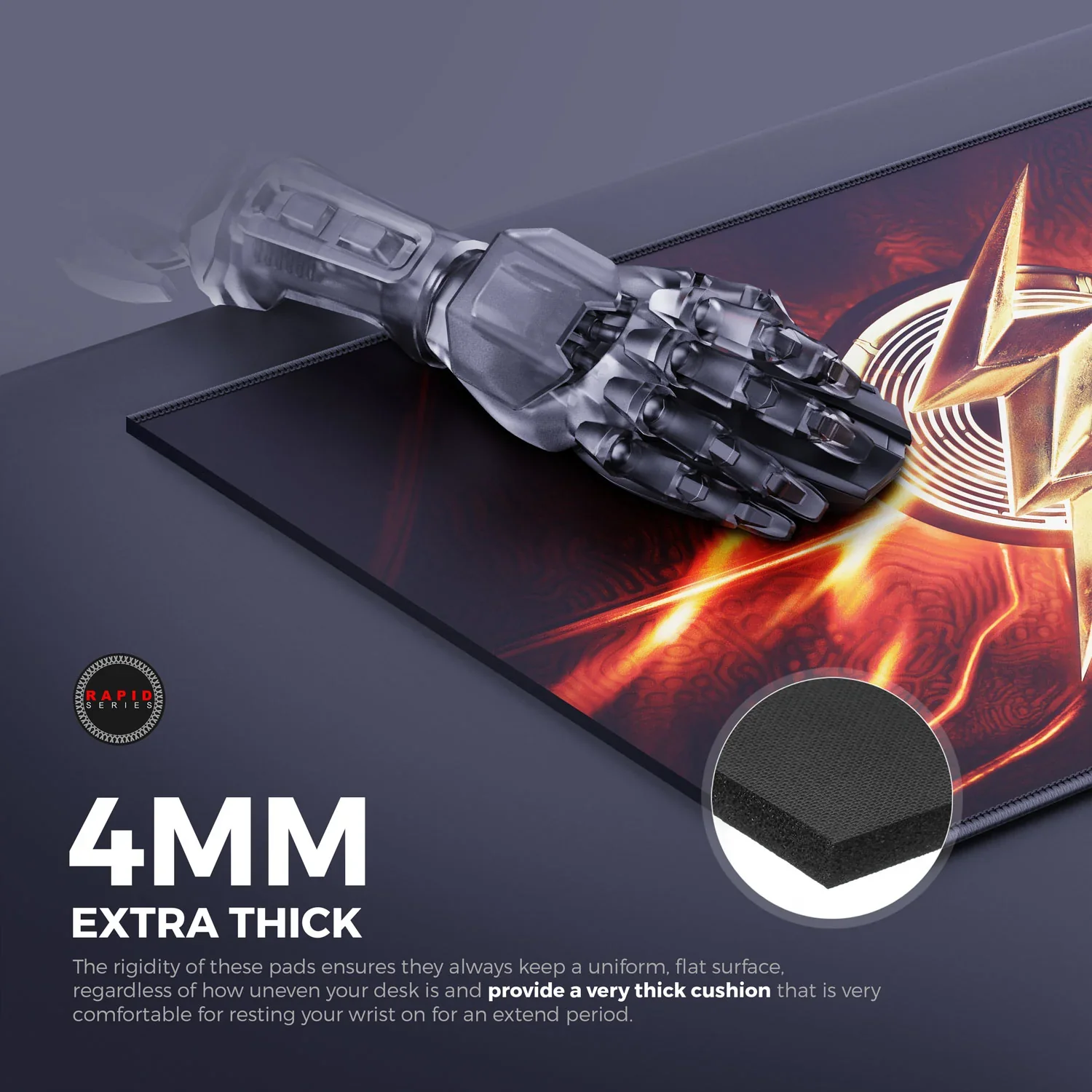 Cybeart The Flash Gaming Desk Mat (XXL - 900x400x4mm) Waterproof, Never Slip Base, Stitched Edges, Esports Grade - Image 7