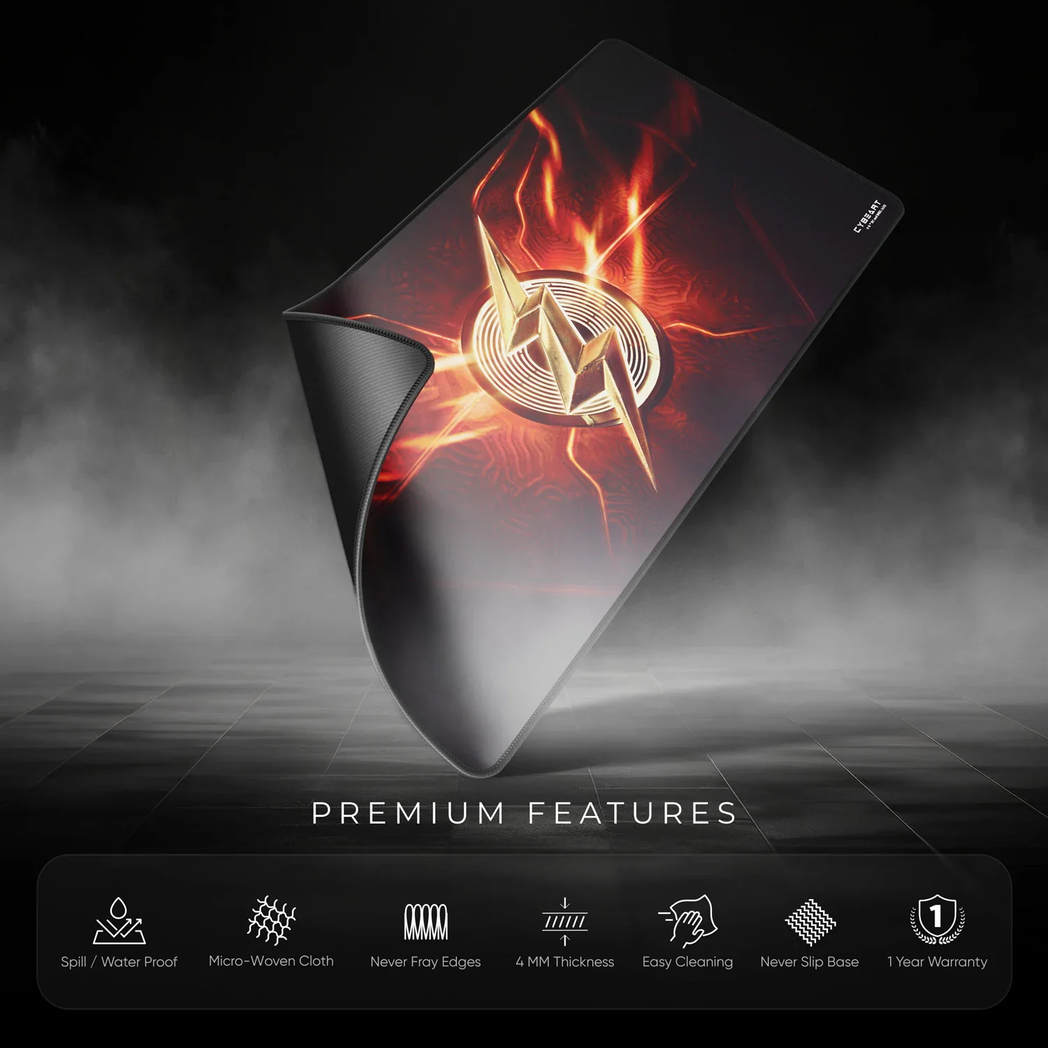 Cybeart The Flash Gaming Desk Mat (XXL - 900x400x4mm) Waterproof, Never Slip Base, Stitched Edges, Esports Grade - Image 9