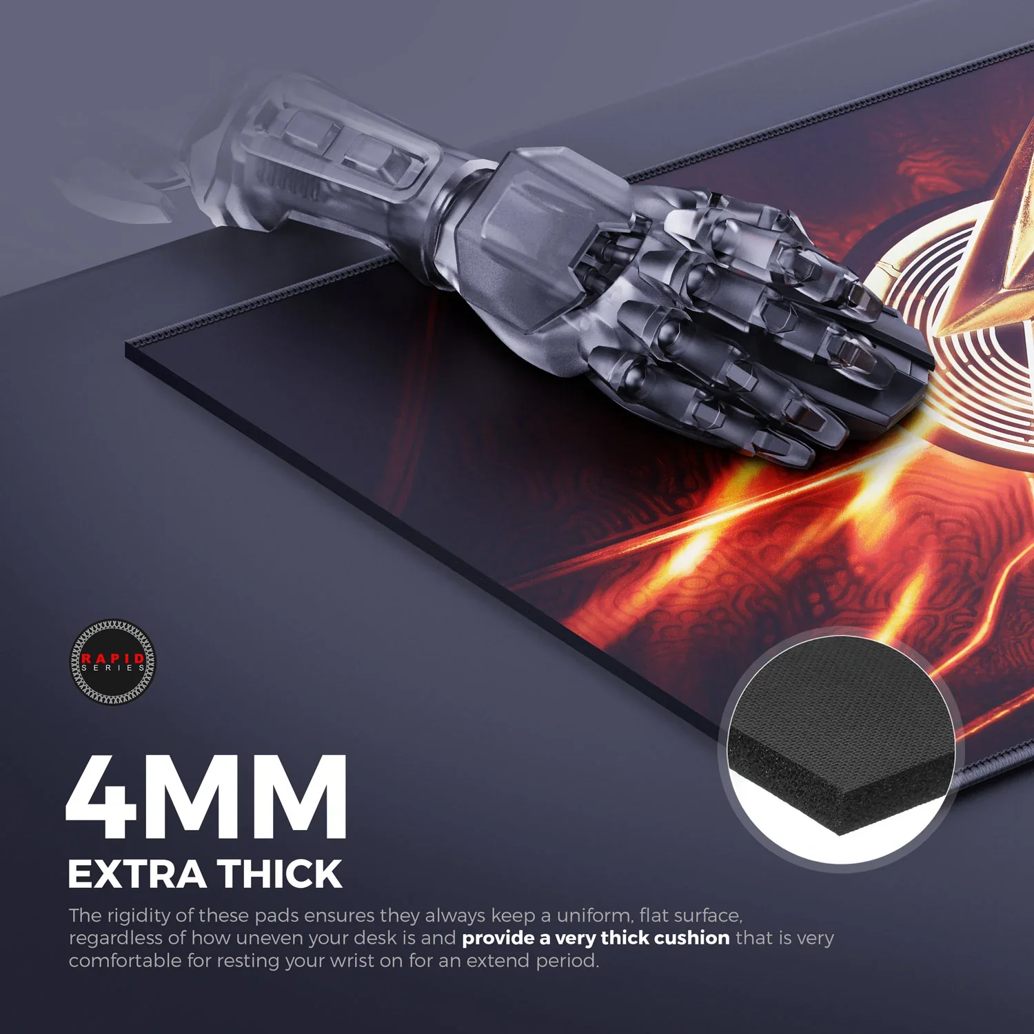 Cybeart The Flash Gaming Mouse Pad (Large - 450x400x4mm) Waterproof, Never Slip Base, Stitched Edges, Esports Grade - Image 7