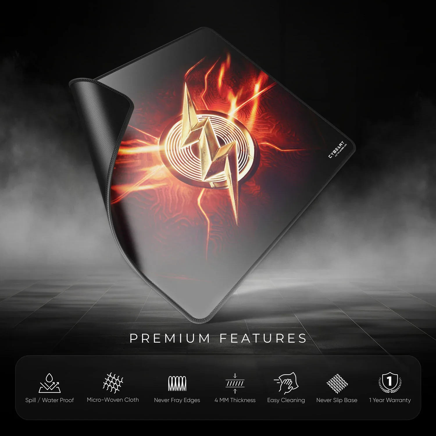 Cybeart The Flash Gaming Mouse Pad (Large - 450x400x4mm) Waterproof, Never Slip Base, Stitched Edges, Esports Grade - Image 9
