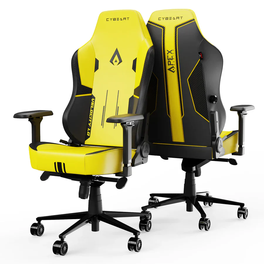 CYBEART Velocity 1.0 (Yellow) Gaming Office Chair 4D Armrest Inbuilt Lumbar Support Supreme PU Leather, Ergonomic, Recline & Tilt - Image 10