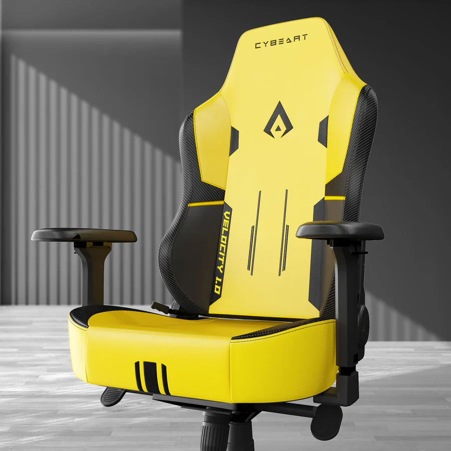 CYBEART Velocity 1.0 (Yellow) Gaming Office Chair 4D Armrest Inbuilt Lumbar Support Supreme PU Leather, Ergonomic, Recline & Tilt - Image 3