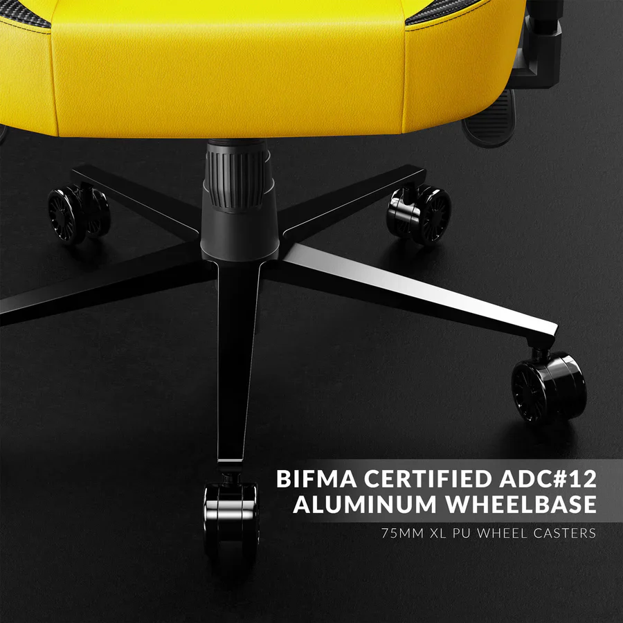CYBEART Velocity 1.0 (Yellow) Gaming Office Chair 4D Armrest Inbuilt Lumbar Support Supreme PU Leather, Ergonomic, Recline & Tilt - Image 4