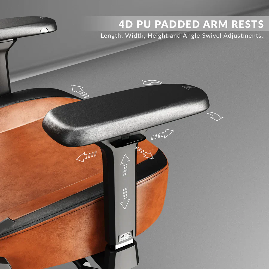 CYBEART Vintage Gaming Office Chair 4D Armrest Inbuilt Lumbar Support Supreme PU Leather, Ergonomic, Recline & Tilt - Image 6