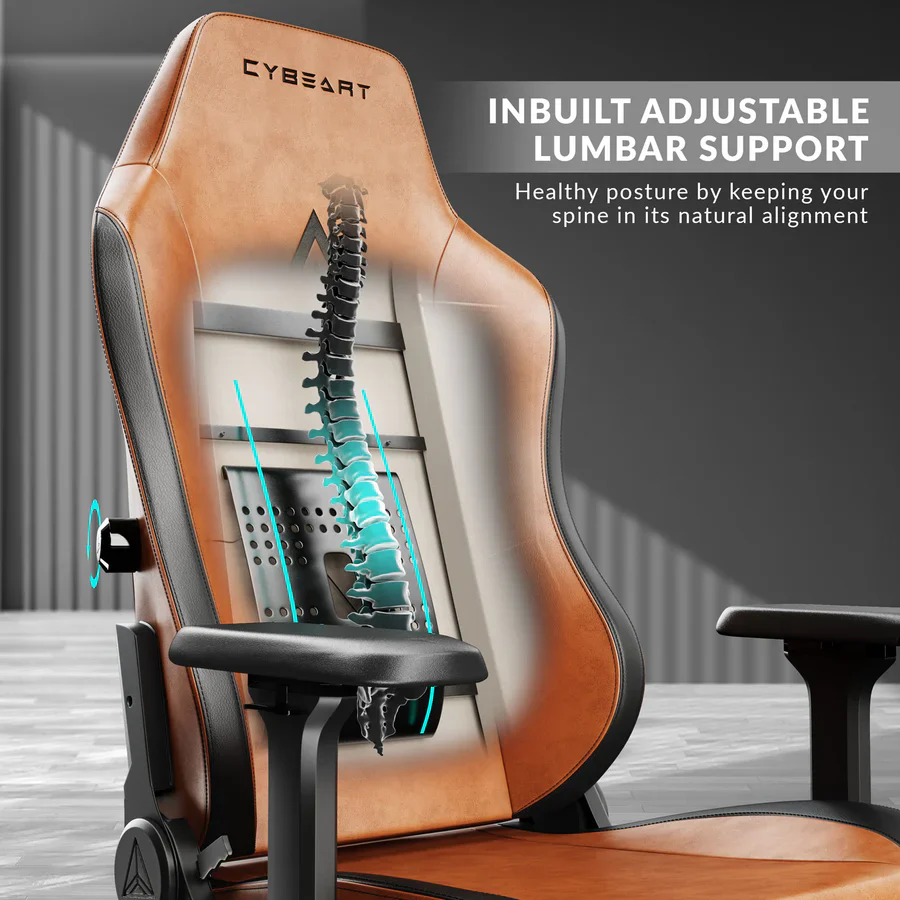 CYBEART Vintage Gaming Office Chair 4D Armrest Inbuilt Lumbar Support Supreme PU Leather, Ergonomic, Recline & Tilt - Image 7