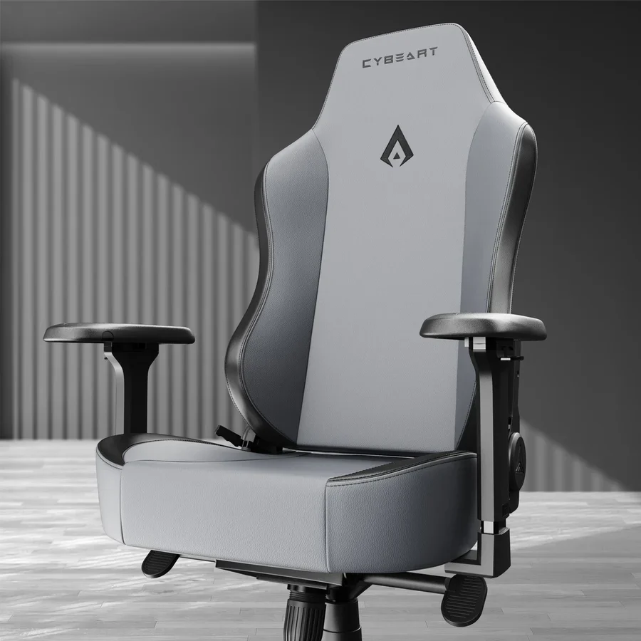 CYBEART X11 Gray Gaming Office Chair 4D Armrest Inbuilt Lumbar Support Supreme PU Leather, Ergonomic, Recline & Tilt - Image 3