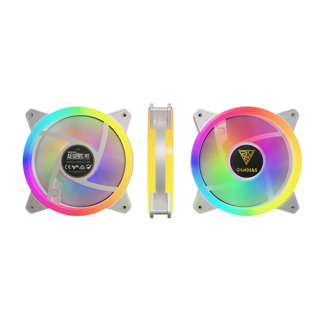 Gamdias Aelous M2-1240R White 4 Fan KIT with 120mm Neon-Flex RGB Lighting