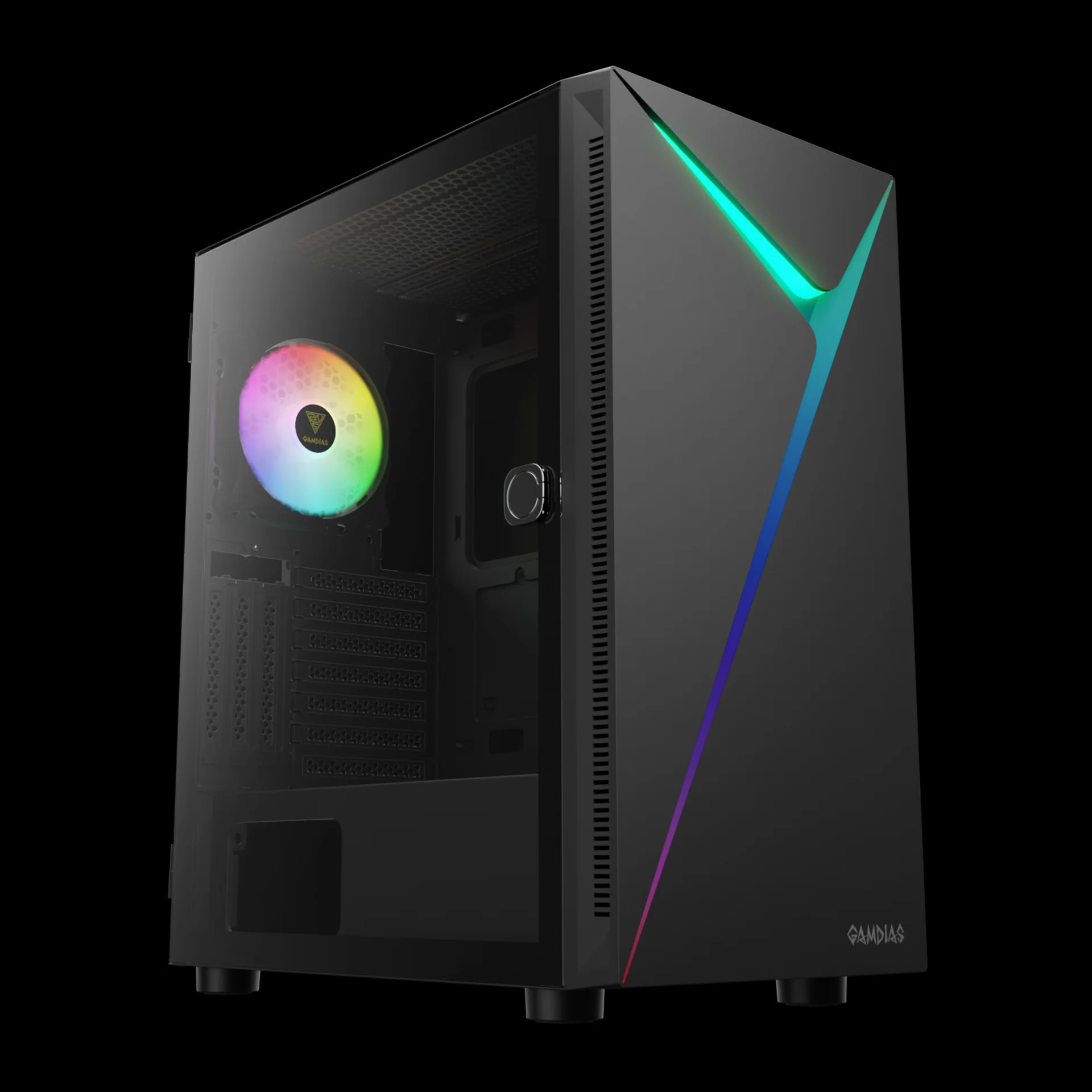 GAMDIAS ARGUS E4 Elite Black Mid Tower Case with ARGB & Tempered Glass - Image 2