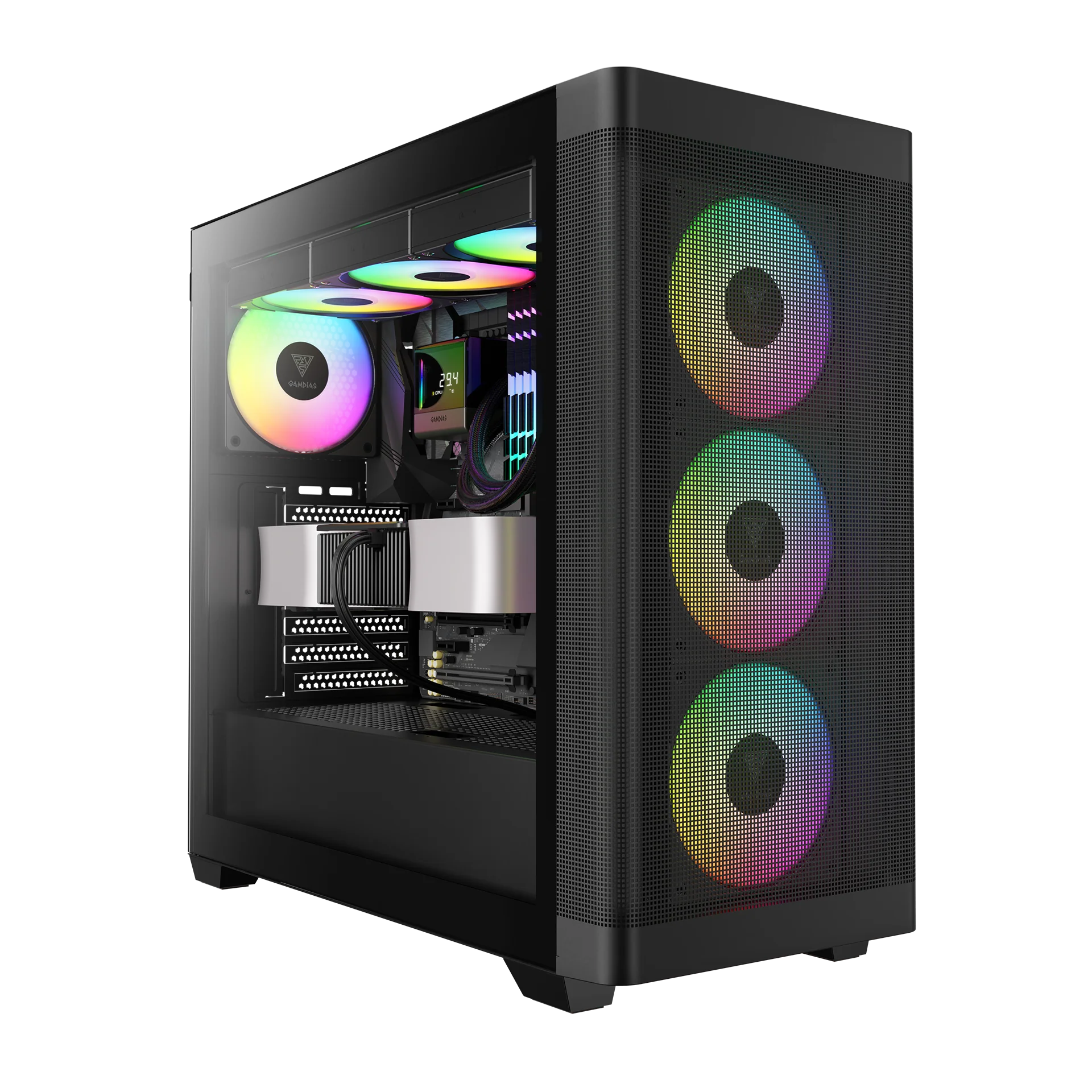 GAMDIAS ATHENA M3 Advanced Mesh Front ARGB Gaming Case (Black) - Image 2