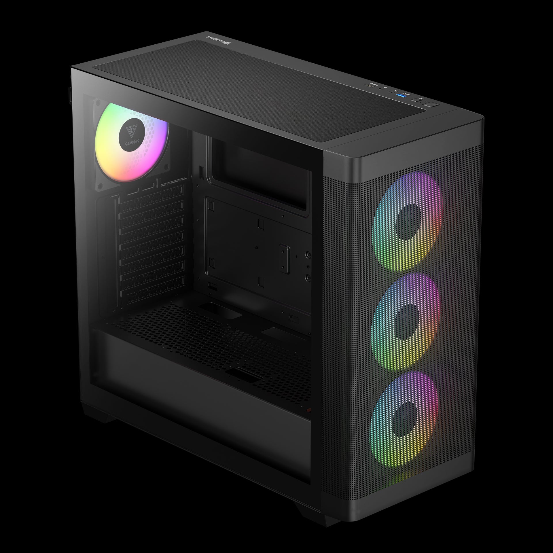 GAMDIAS ATHENA M3 Advanced Mesh Front ARGB Gaming Case (Black) - Image 5