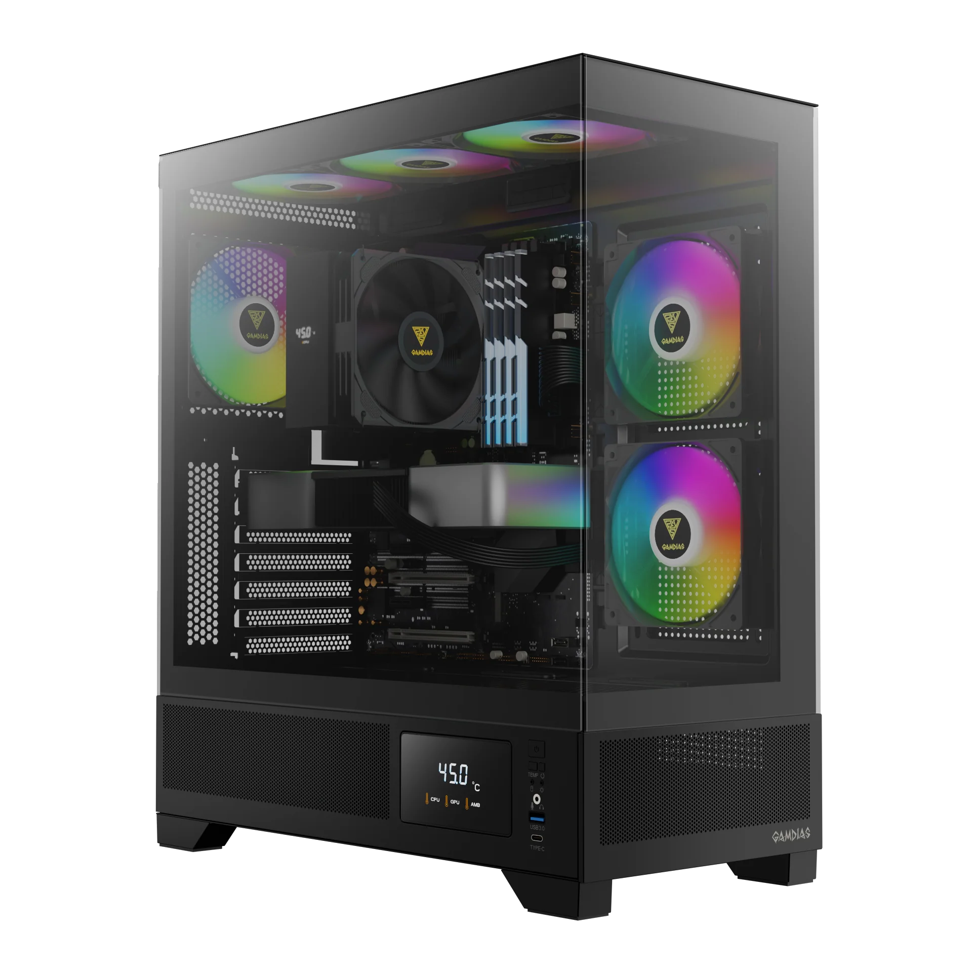 GAMDIAS ATLAS M1 ARGB Mid Tower Case with Side & Rear Fans