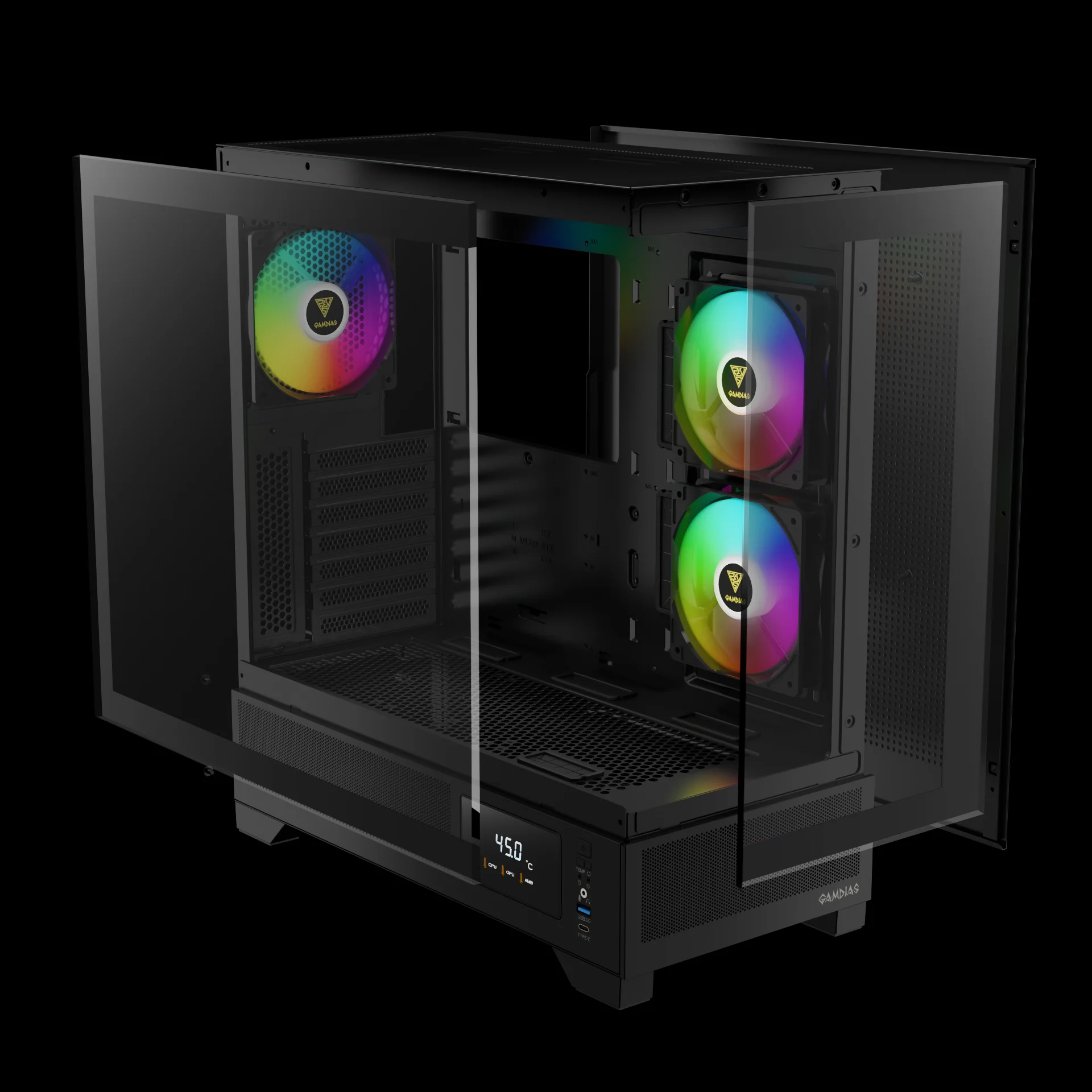 GAMDIAS ATLAS M1 ARGB Mid Tower Case with Side & Rear Fans - Image 3