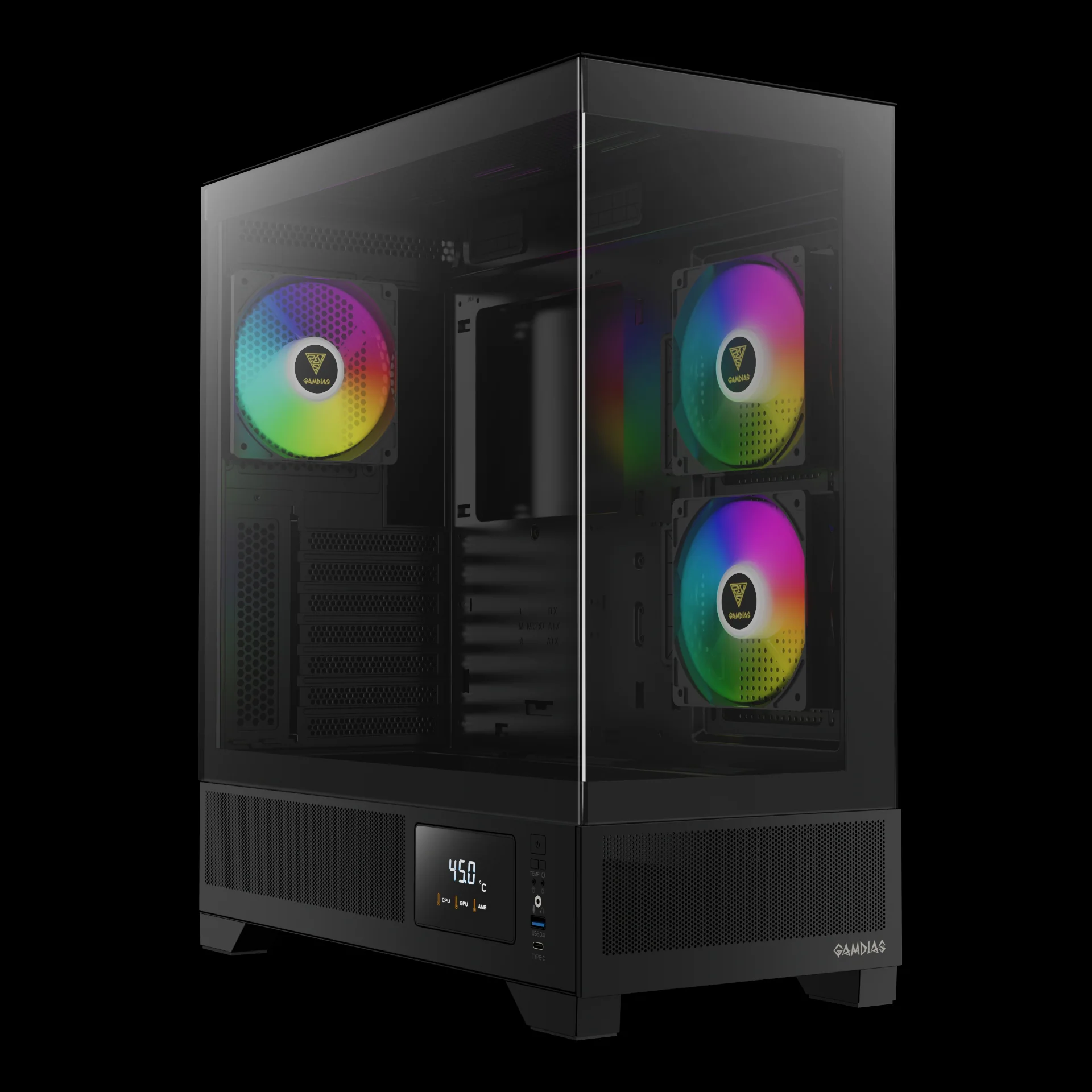 GAMDIAS ATLAS M1 ARGB Mid Tower Case with Side & Rear Fans - Image 4