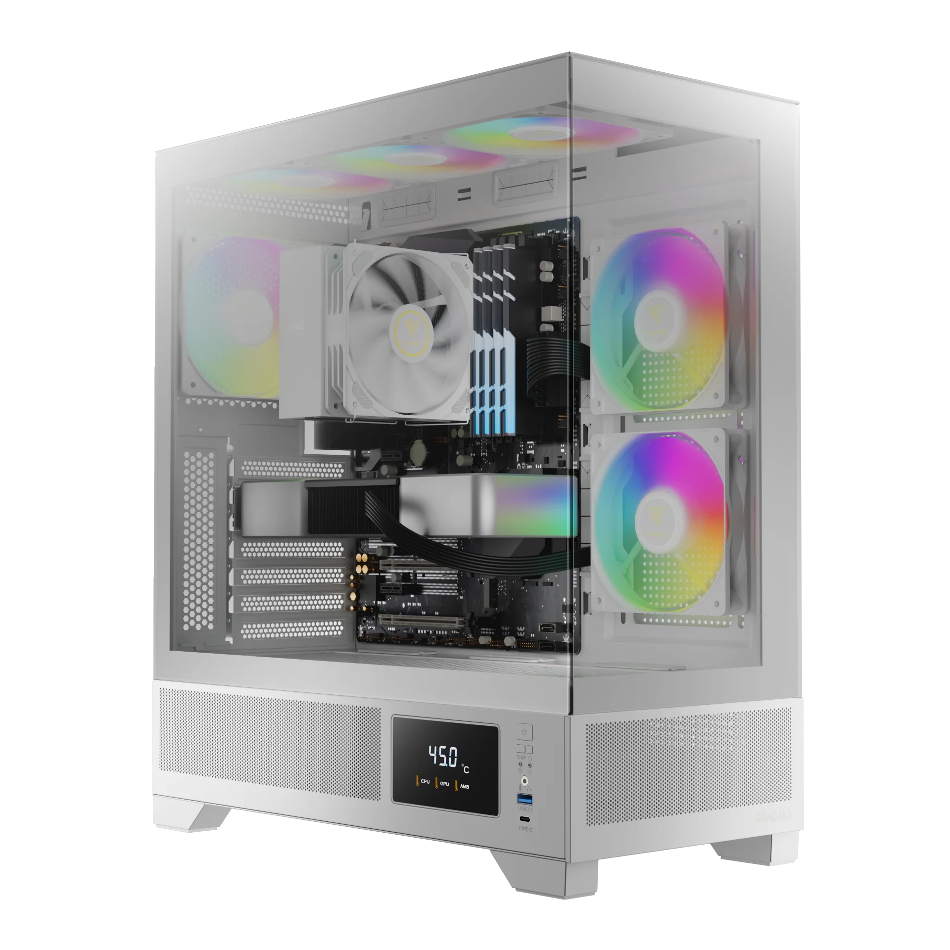 GAMDIAS ATLAS M1 WH White ARGB Mid Tower Case with Side & Rear Fans