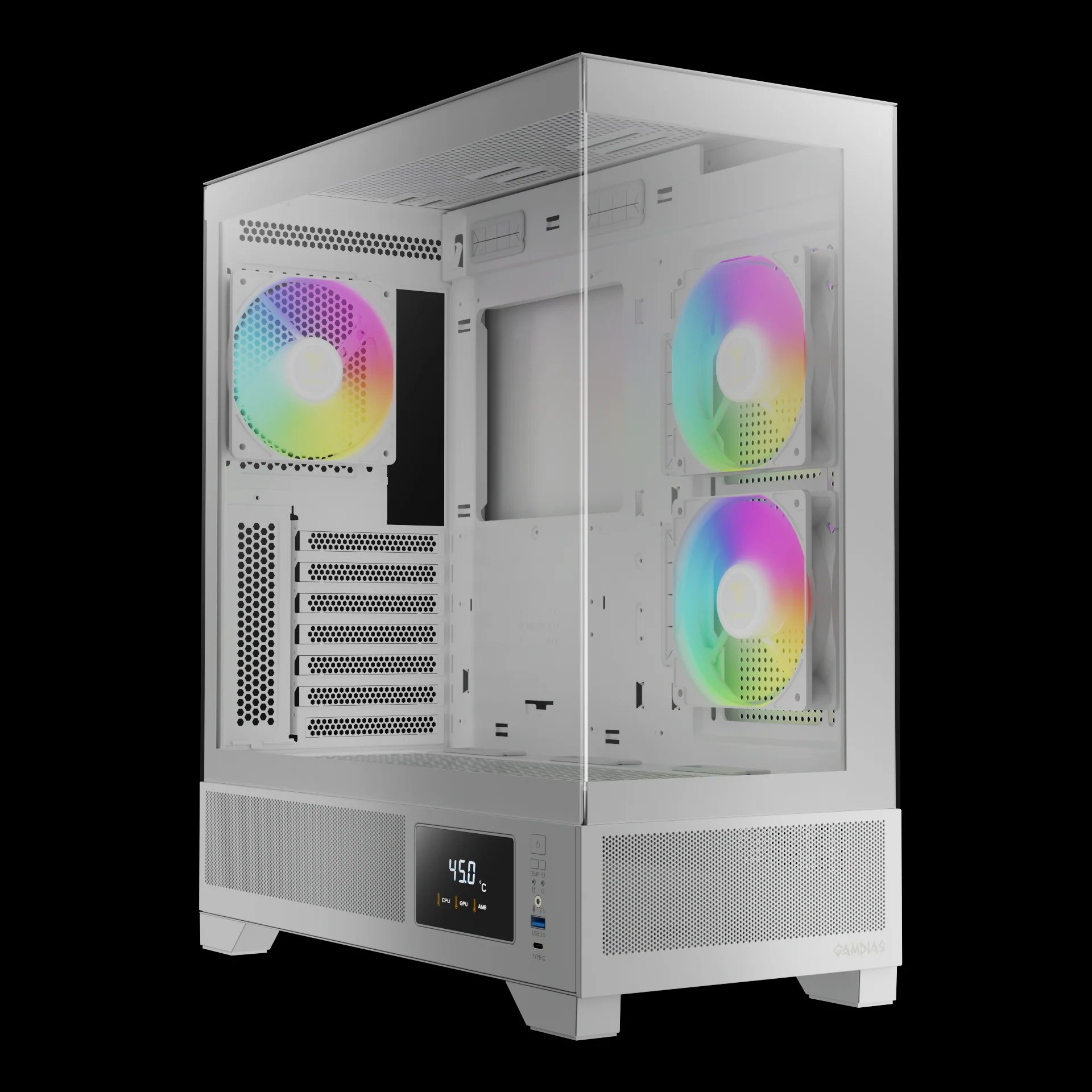 GAMDIAS ATLAS M1 WH White ARGB Mid Tower Case with Side & Rear Fans - Image 2