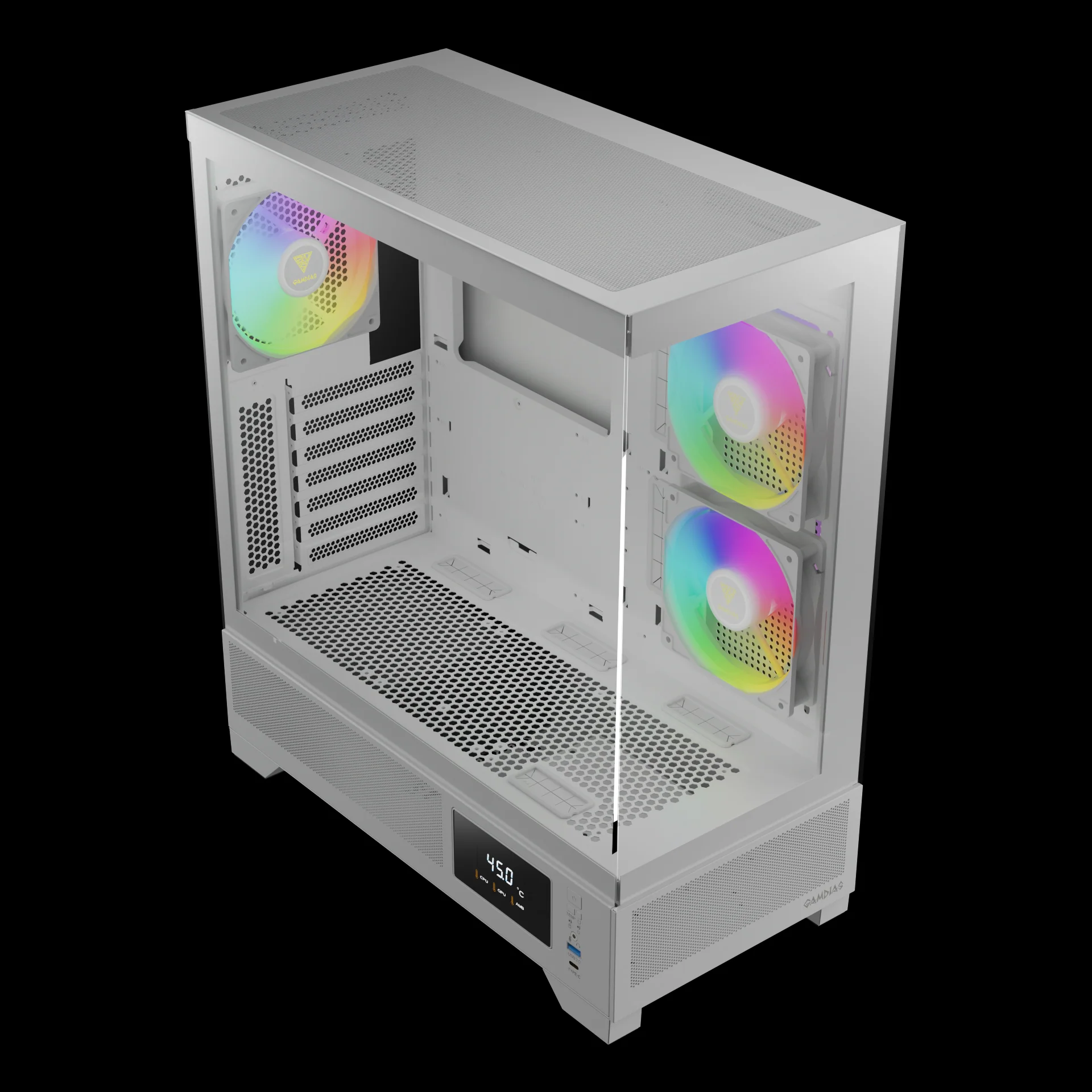 GAMDIAS ATLAS M1 WH White ARGB Mid Tower Case with Side & Rear Fans - Image 3