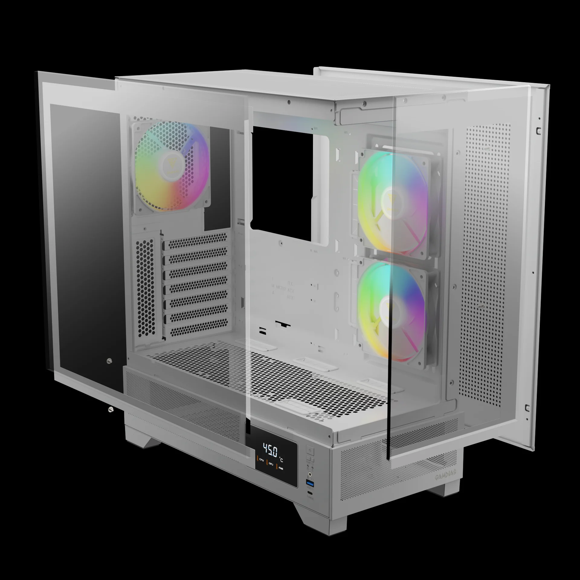 GAMDIAS ATLAS M1 WH White ARGB Mid Tower Case with Side & Rear Fans - Image 4
