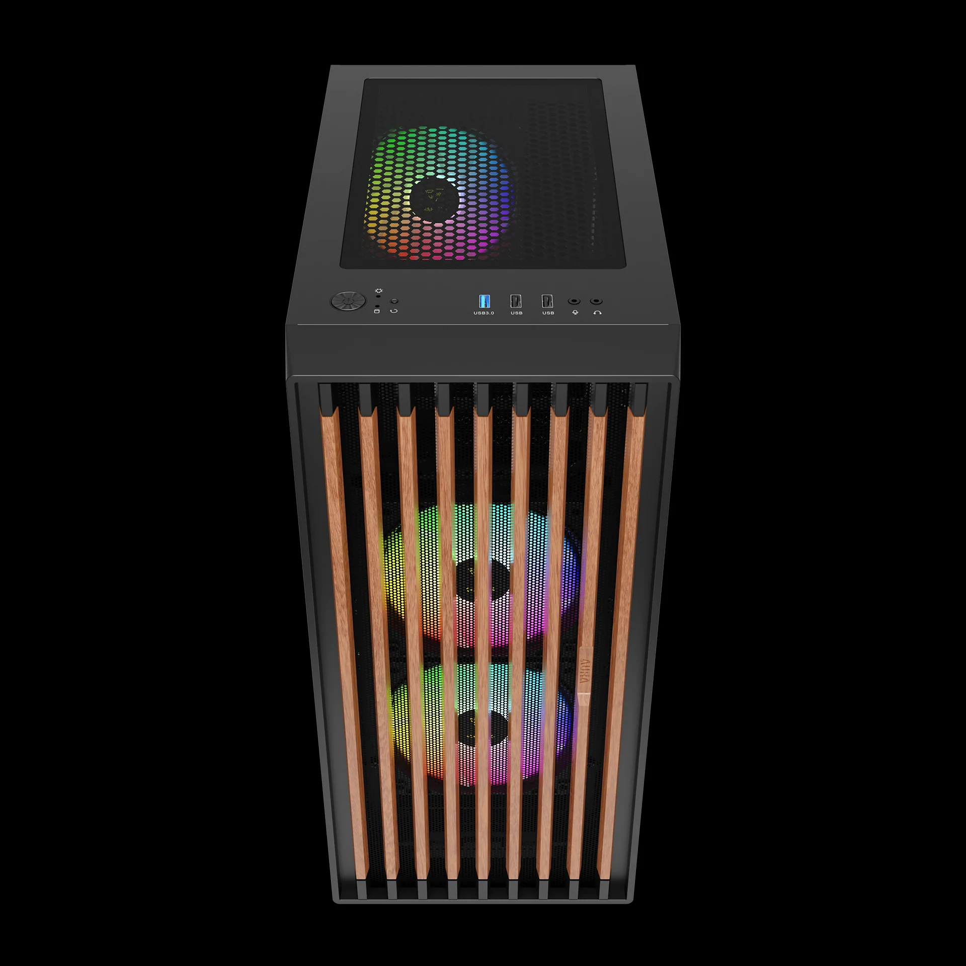 GAMDIAS AURA GC4 Stylish Walnut Mesh ARGB Case with Pre Installed Fans - Image 6