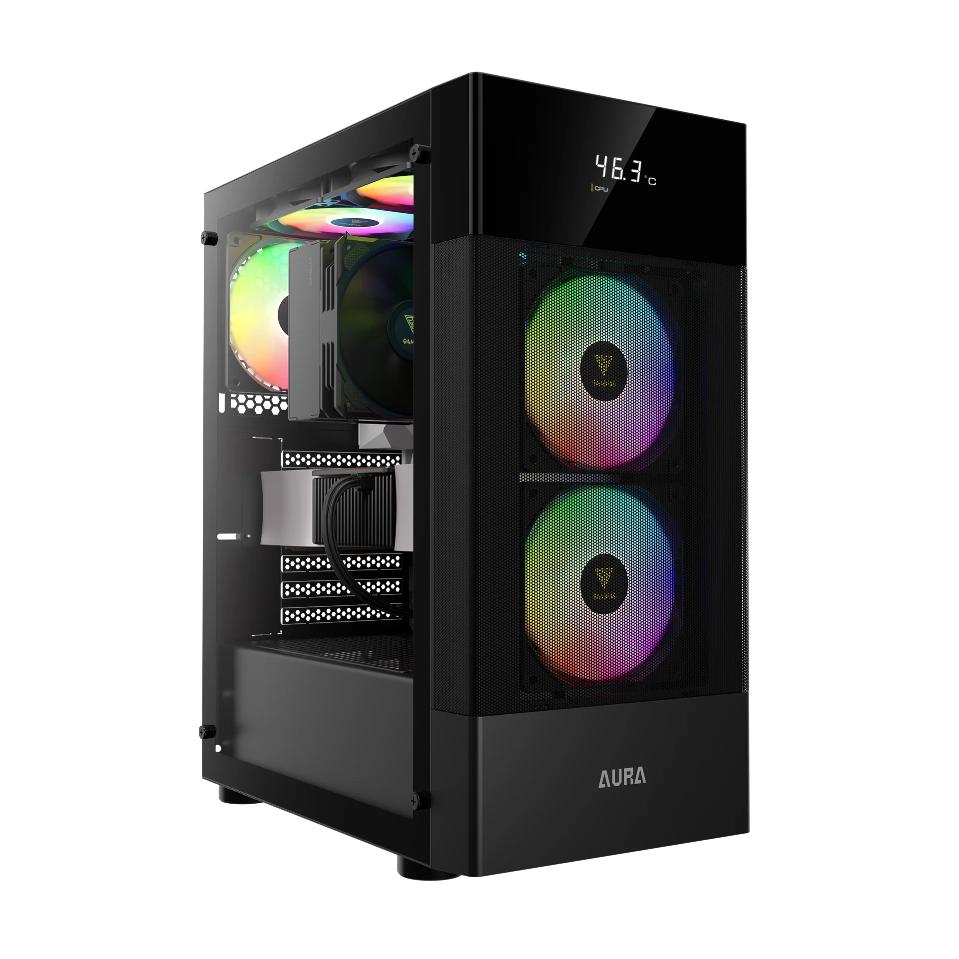 GAMDIAS AURA GC5 Black ARGB Mid Tower Cabinet with Digital Front Display