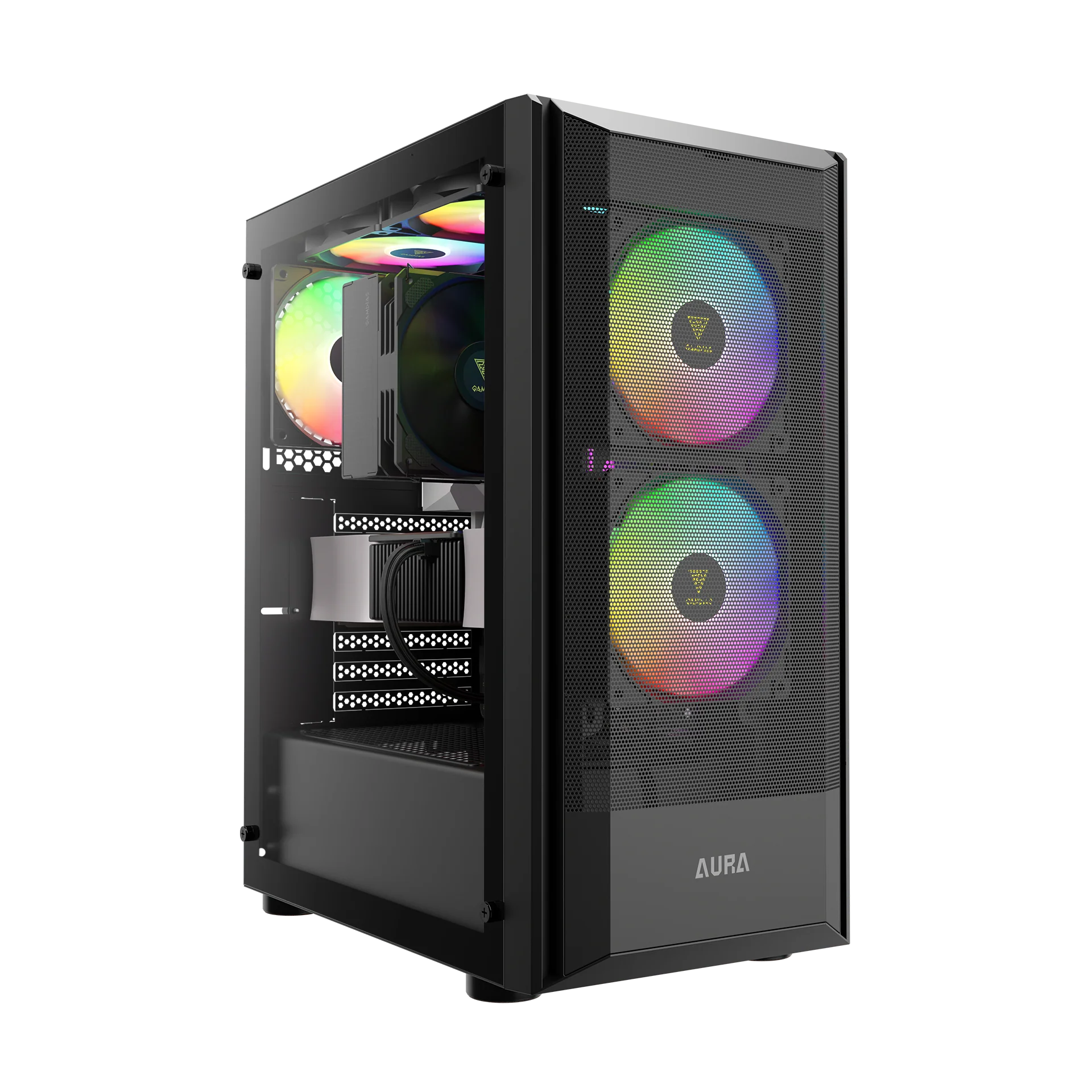 GAMDIAS AURA GC6 ARGB Black Mid Tower Cabinet with Mesh Design & RGB Fans