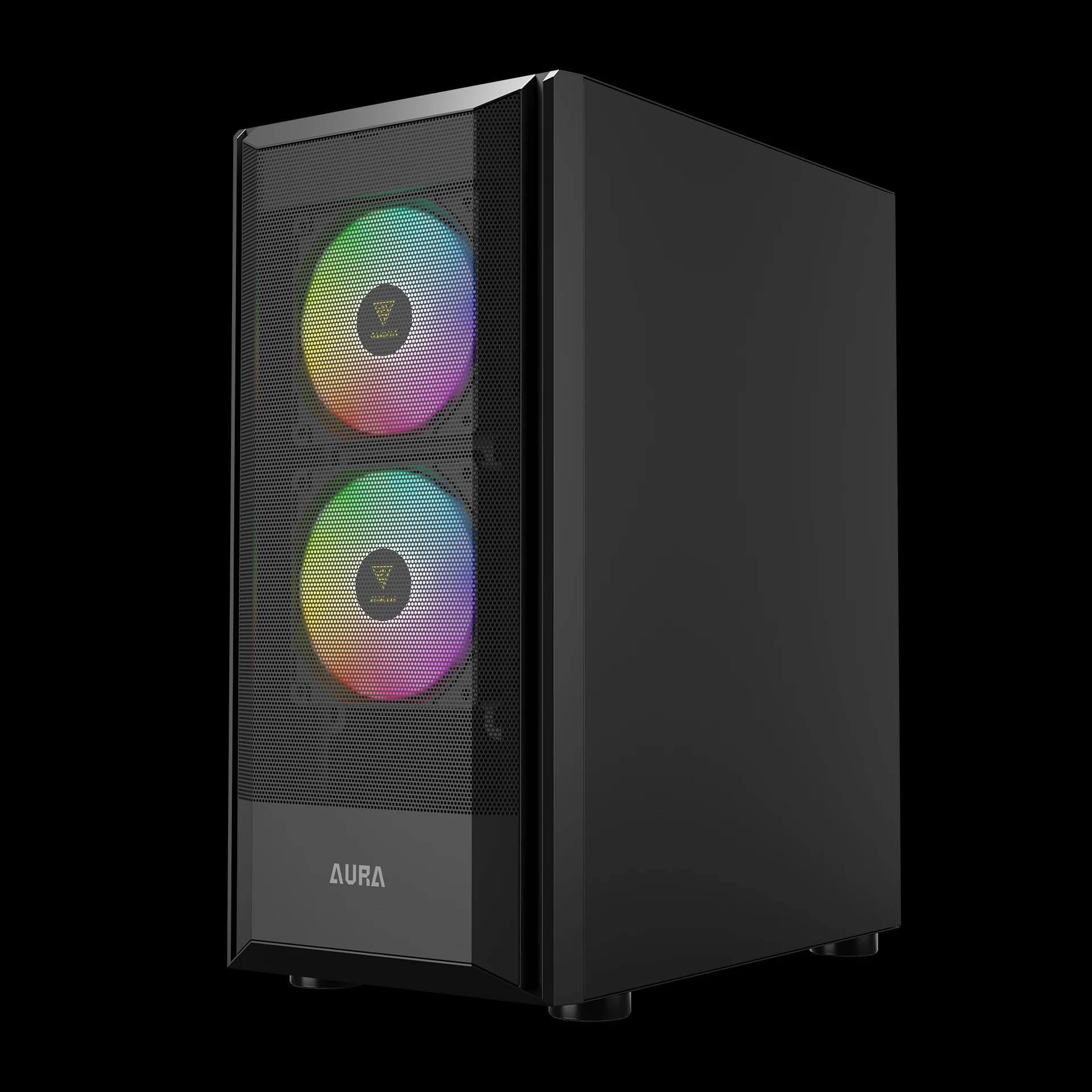 GAMDIAS AURA GC6 ARGB Black Mid Tower Cabinet with Mesh Design & RGB Fans - Image 2