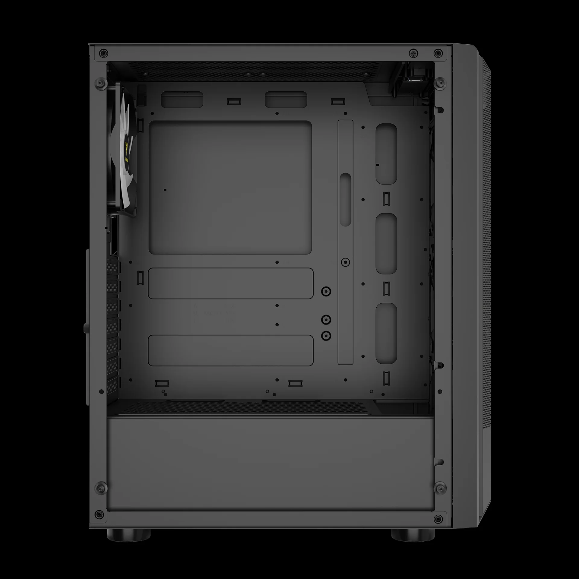 GAMDIAS AURA GC6 ARGB Black Mid Tower Cabinet with Mesh Design & RGB Fans - Image 7
